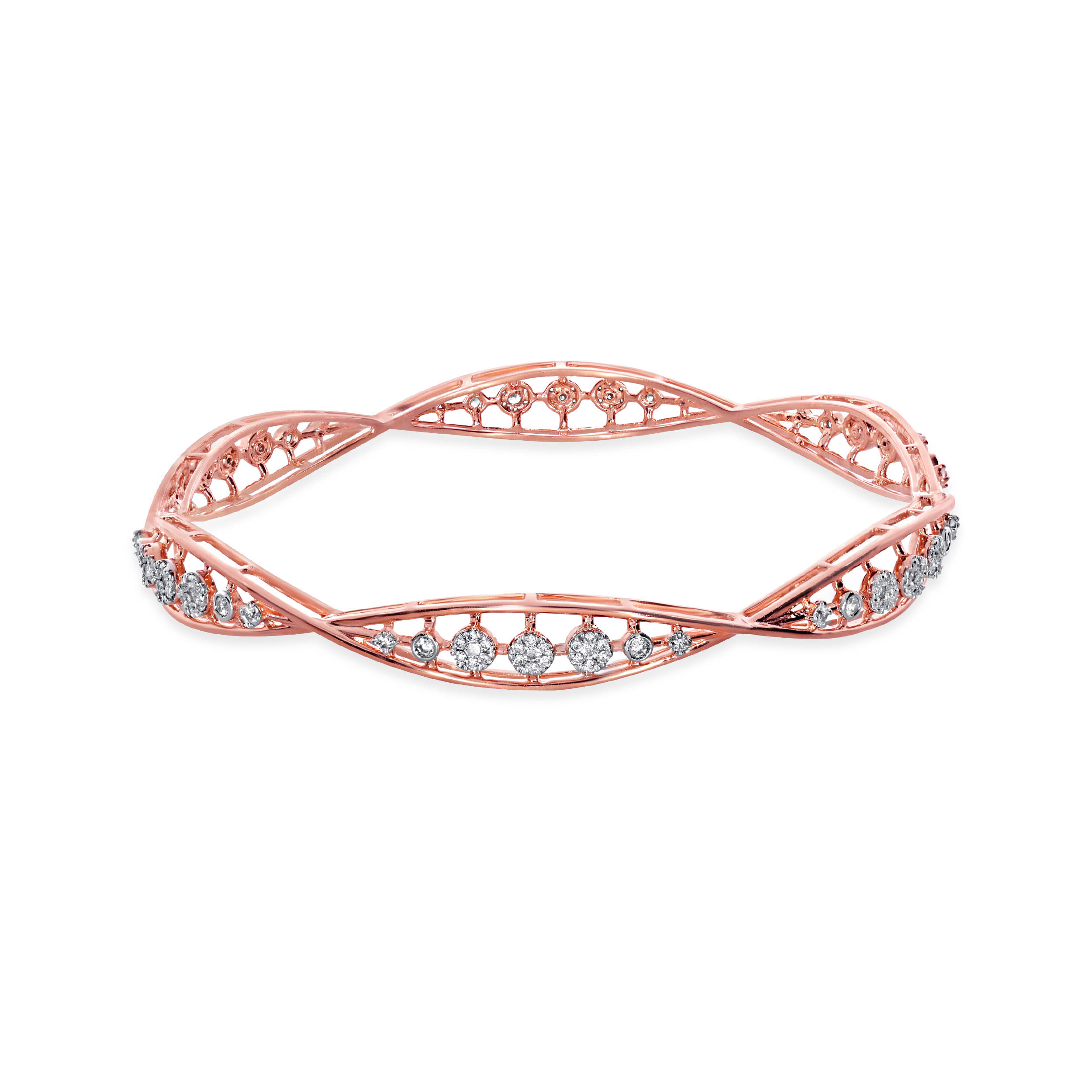 Spiral Sheen Diamond Bangle - Senco Gold and Diamonds