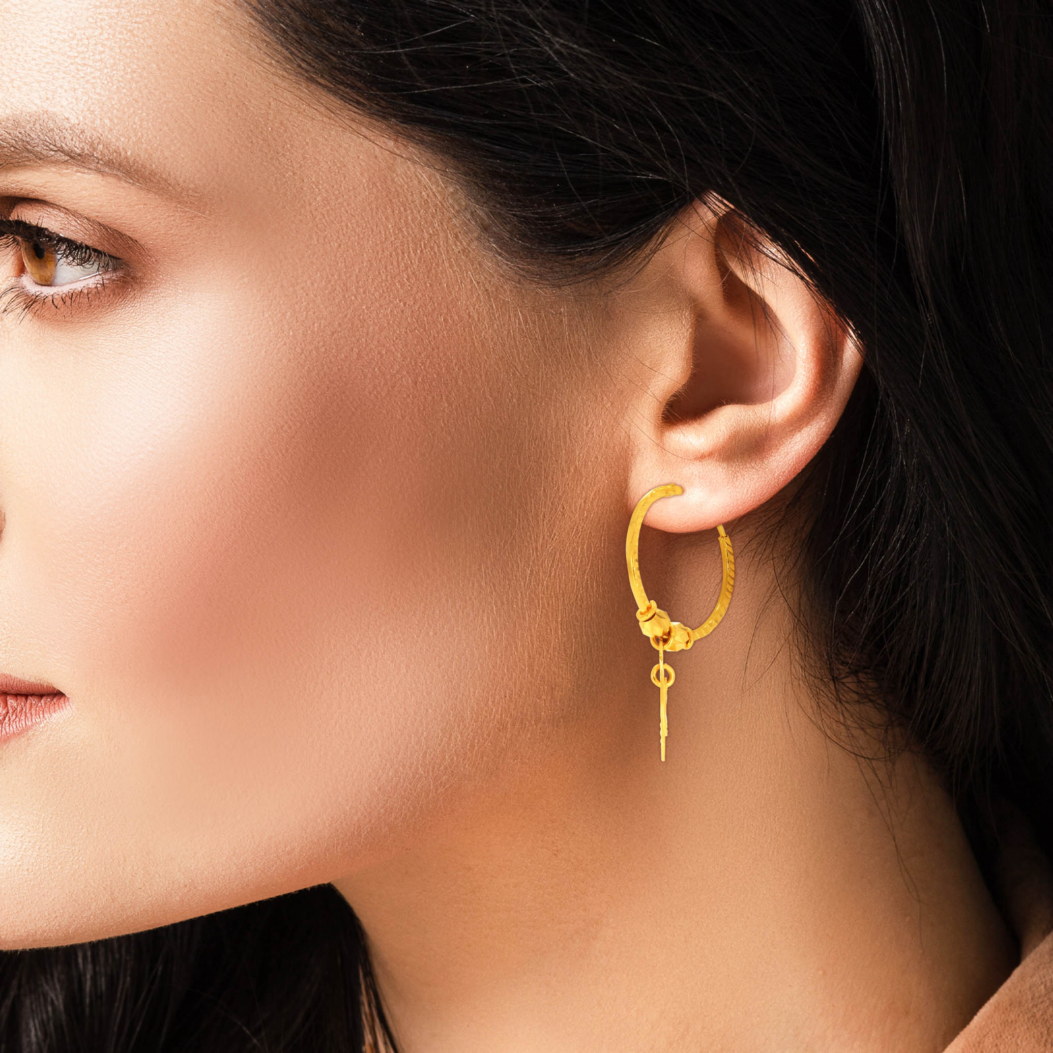 Sunlit Rhythm Gold Hoop Earrings