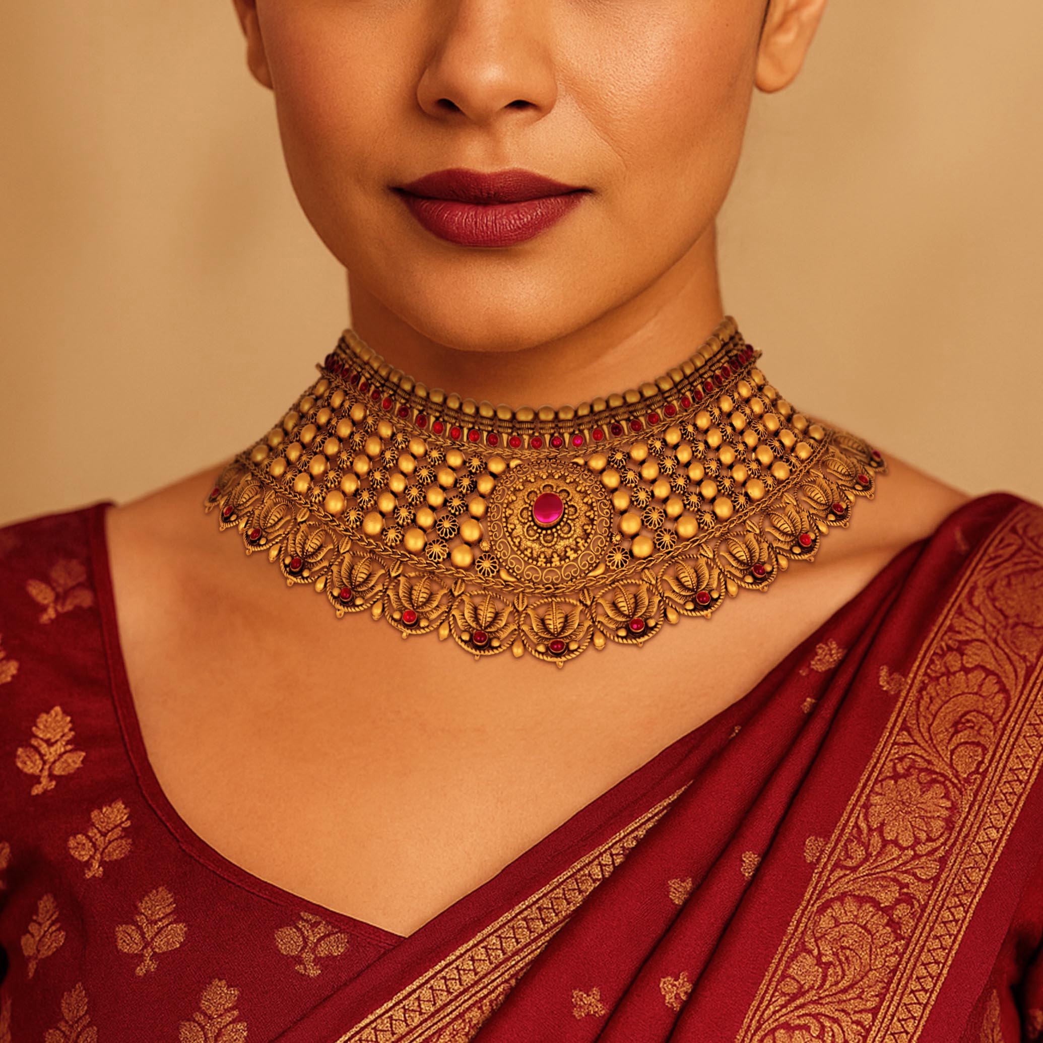 Heirloom Radiance Temple Gold Choker - Senco Gold and Diamonds