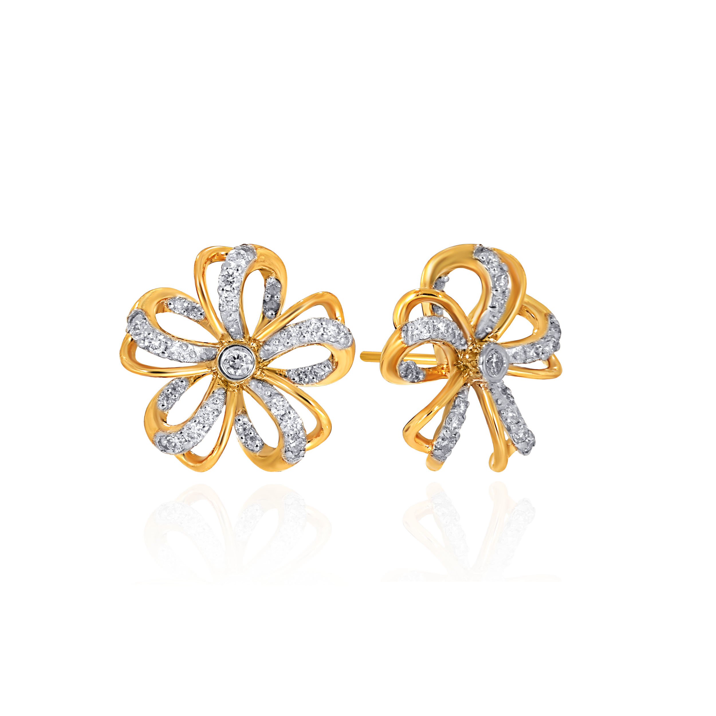 Ribbon Bloom Diamond Studs - Senco Gold and Diamonds