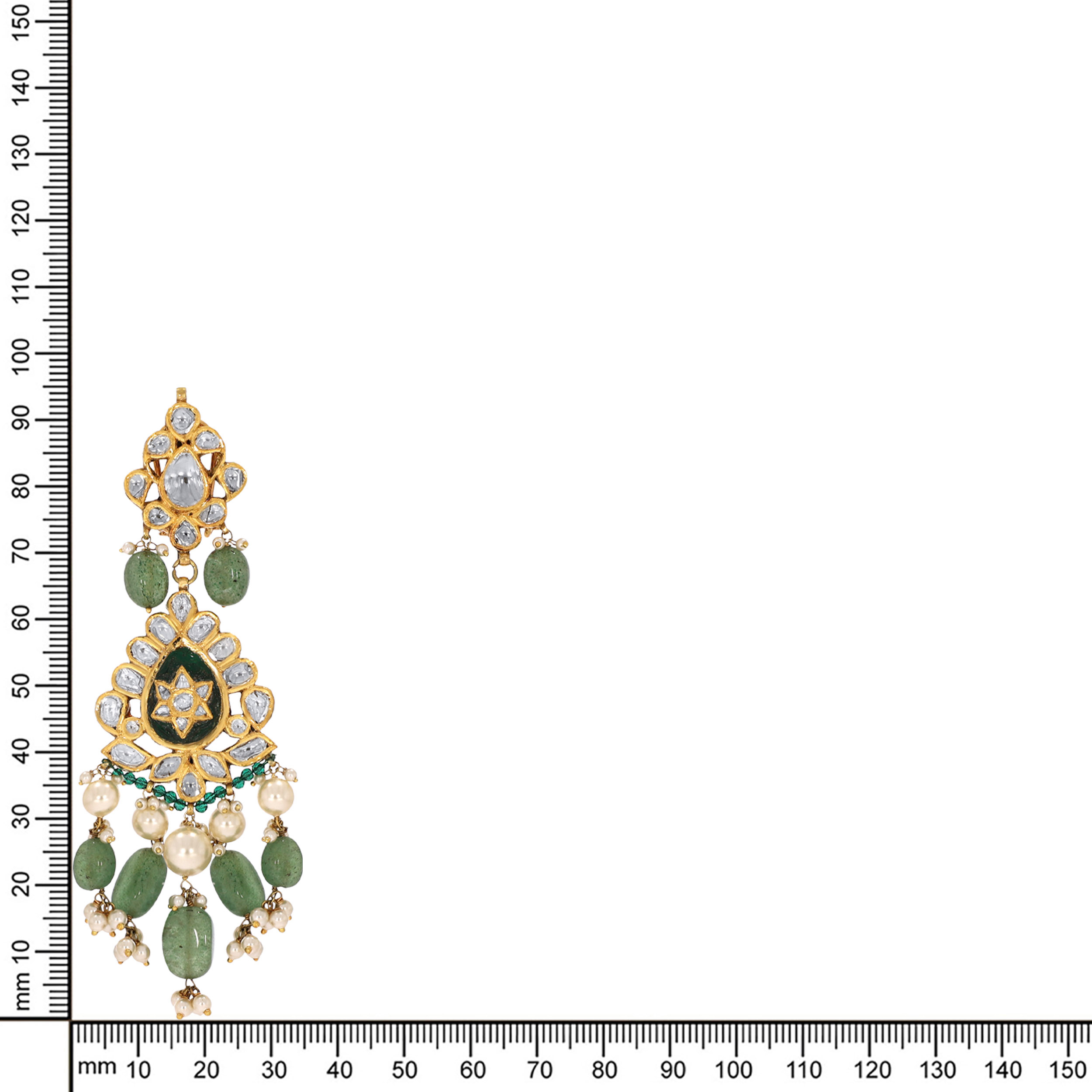 18K Yellow Gold Polki Kundan Drop Earrings-DT-D000598715 - Senco Gold and Diamonds