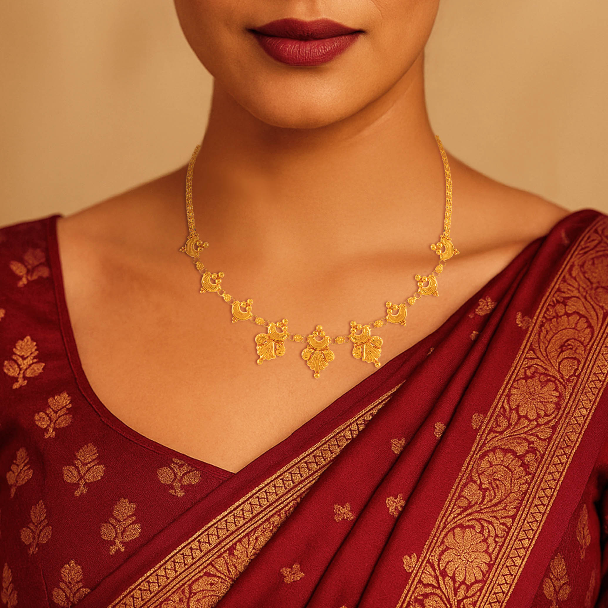Festive Beaded Gold Necklace - Senco Gold and Diamonds