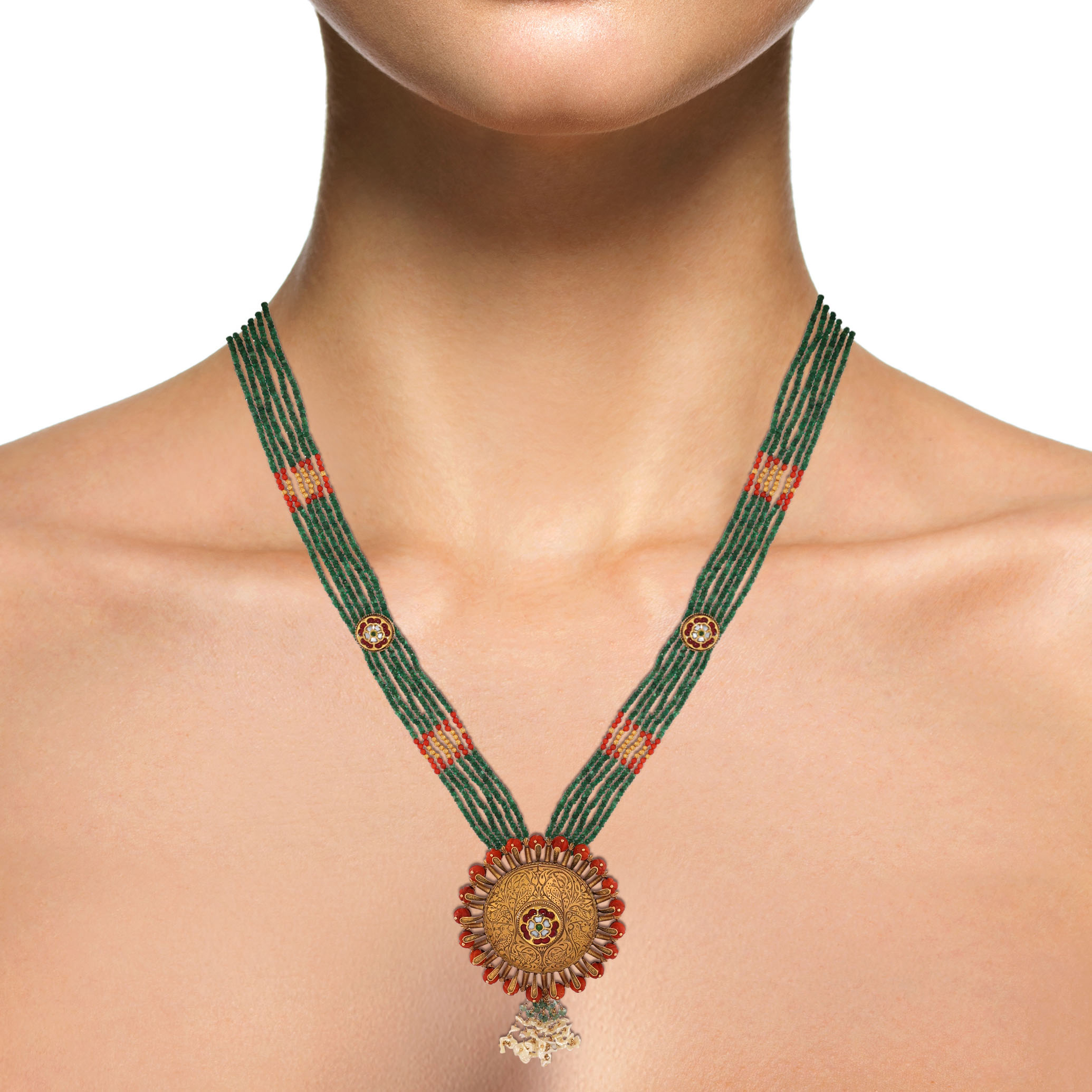 22K Yellow Gold Kundan Necklace-GN-D000788441 - Senco Gold and Diamonds