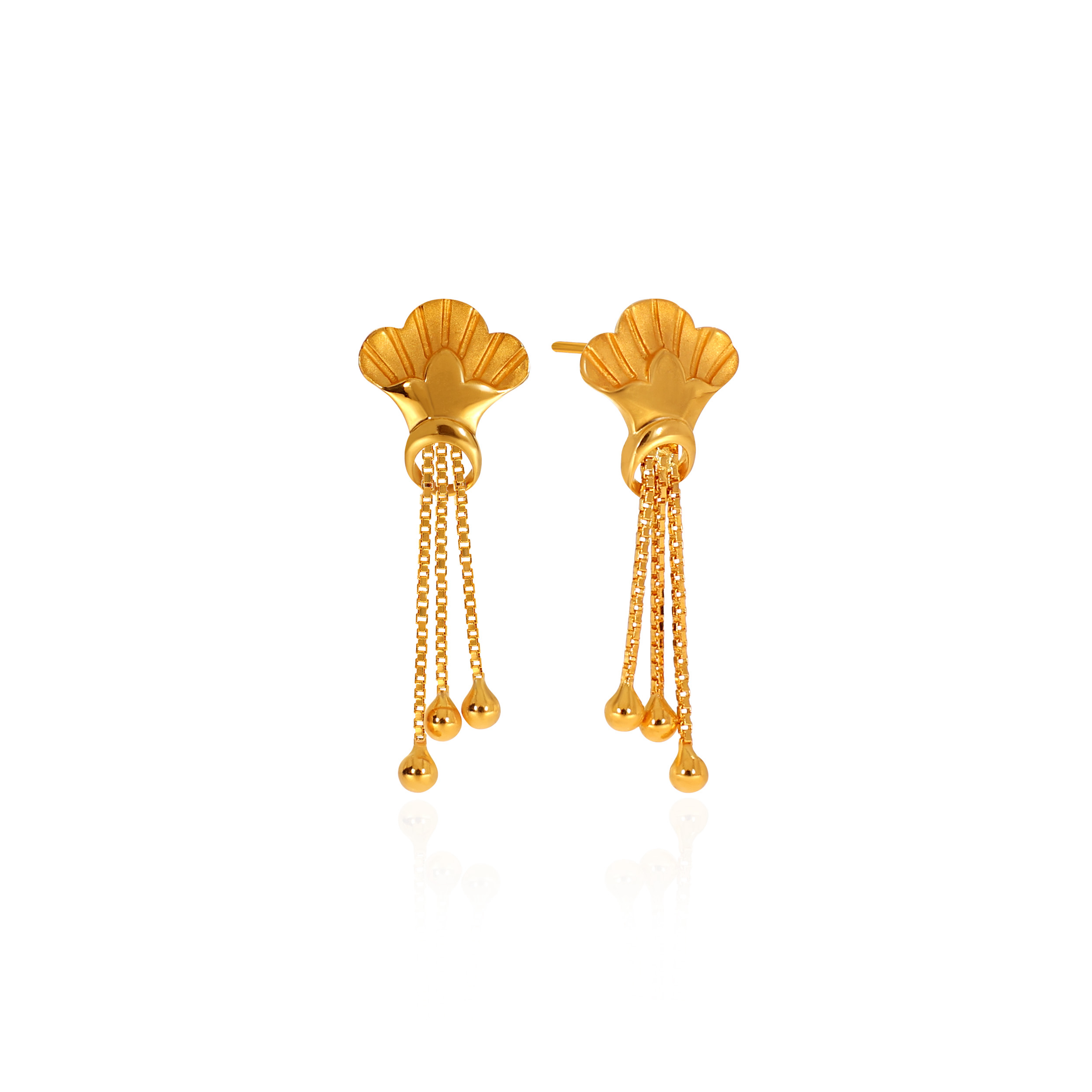 Classy Bouquet Gold Drop Earrings - Senco Gold and Diamonds