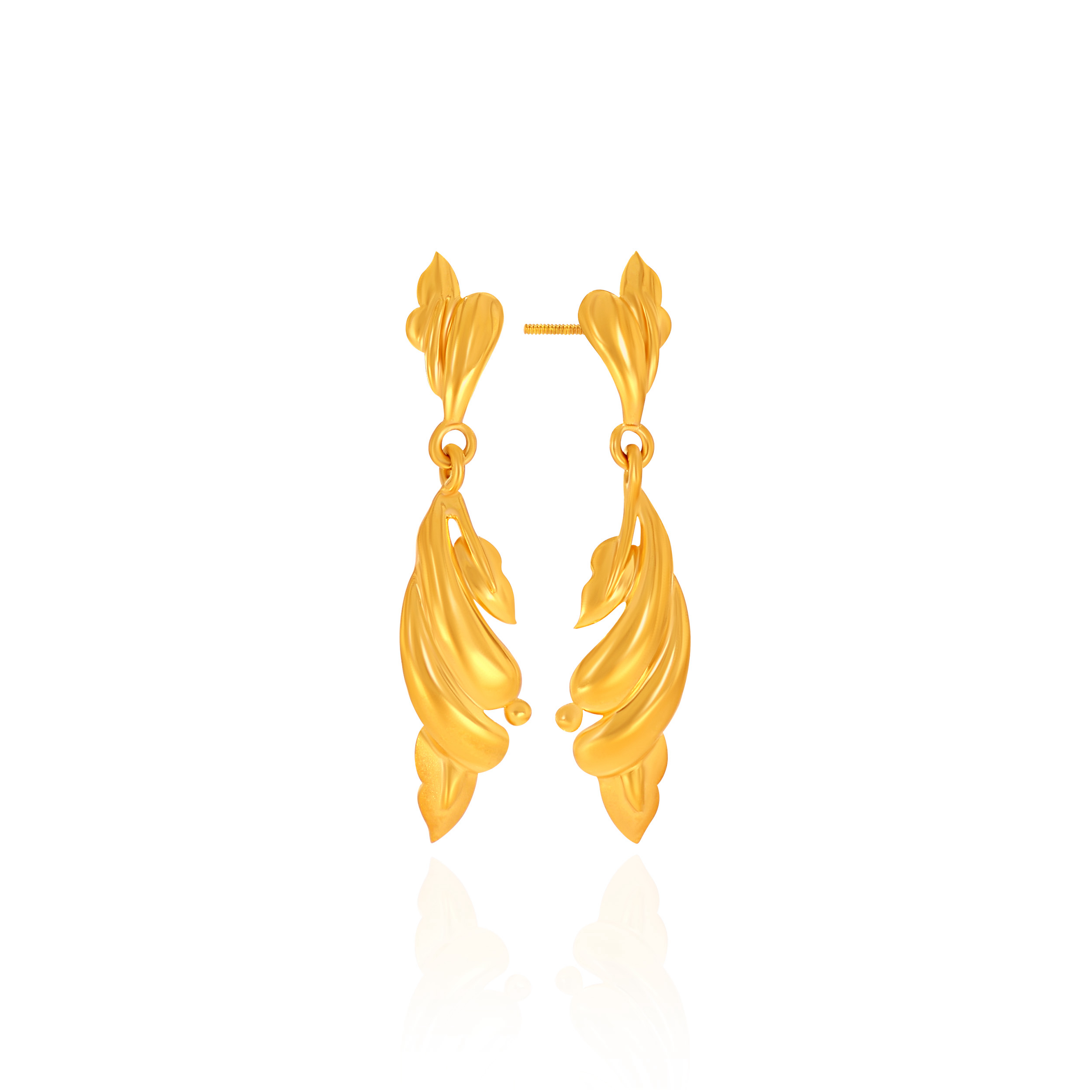 Serene Leaf Cascade Gold Earrings - Senco Gold and Diamonds