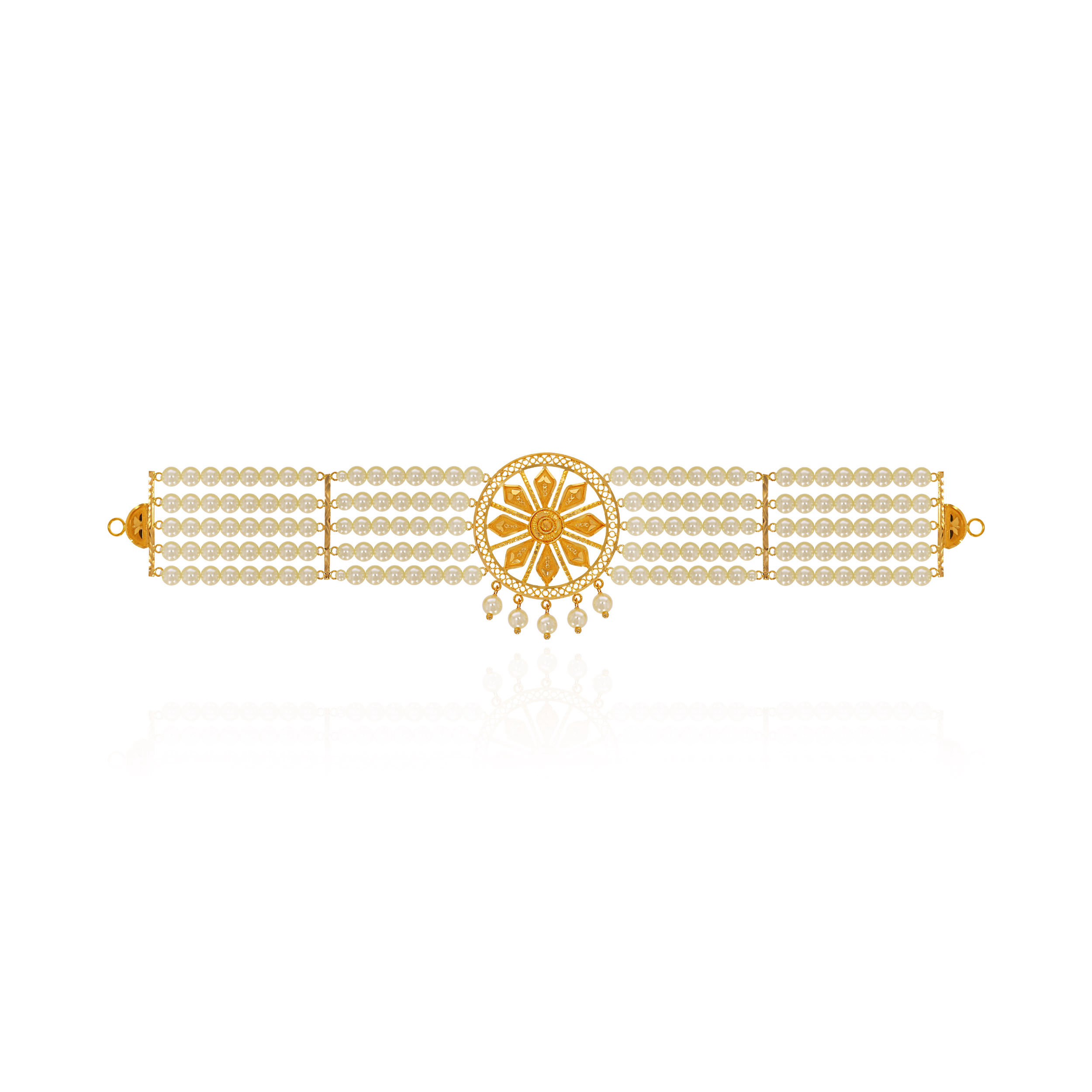 Elegant Pearl Drape Gold Choker - Senco Gold and Diamonds