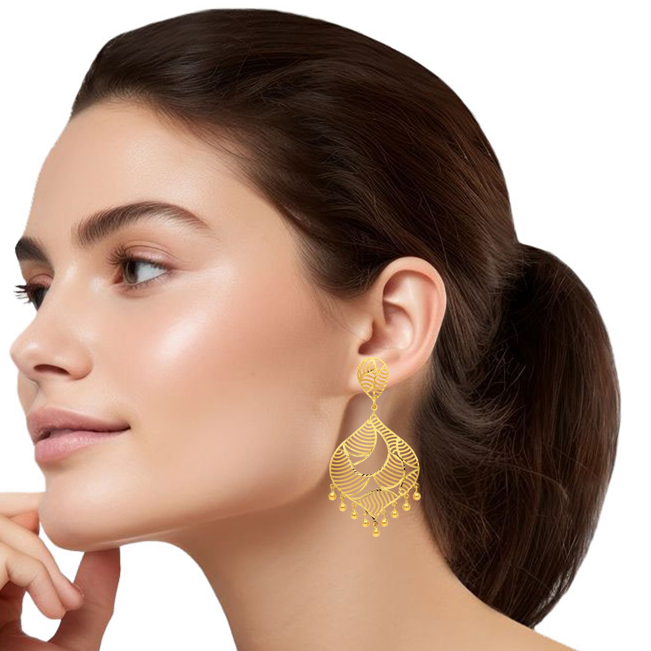 Artistic Allure Gold Danglers - Senco Gold and Diamonds