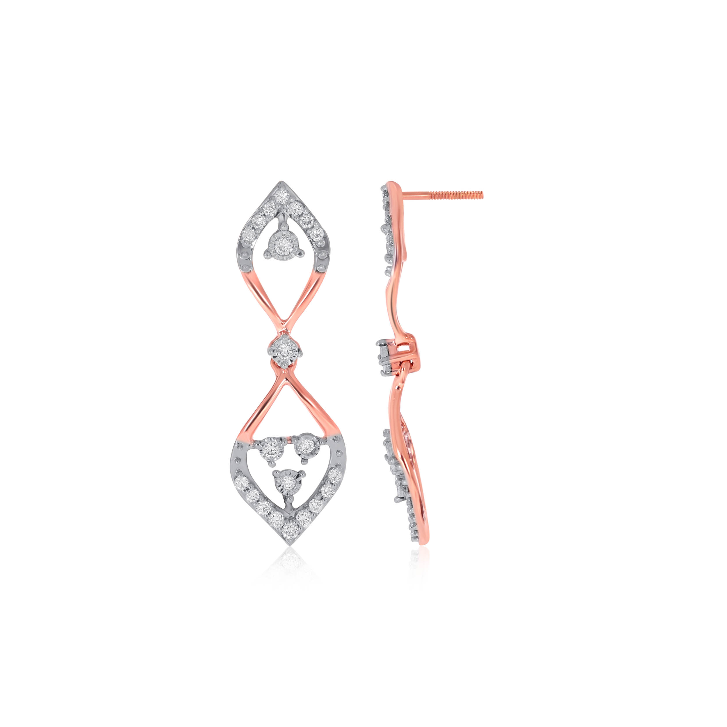Rosy Petals Diamond Drop Earrings - Senco Gold and Diamonds