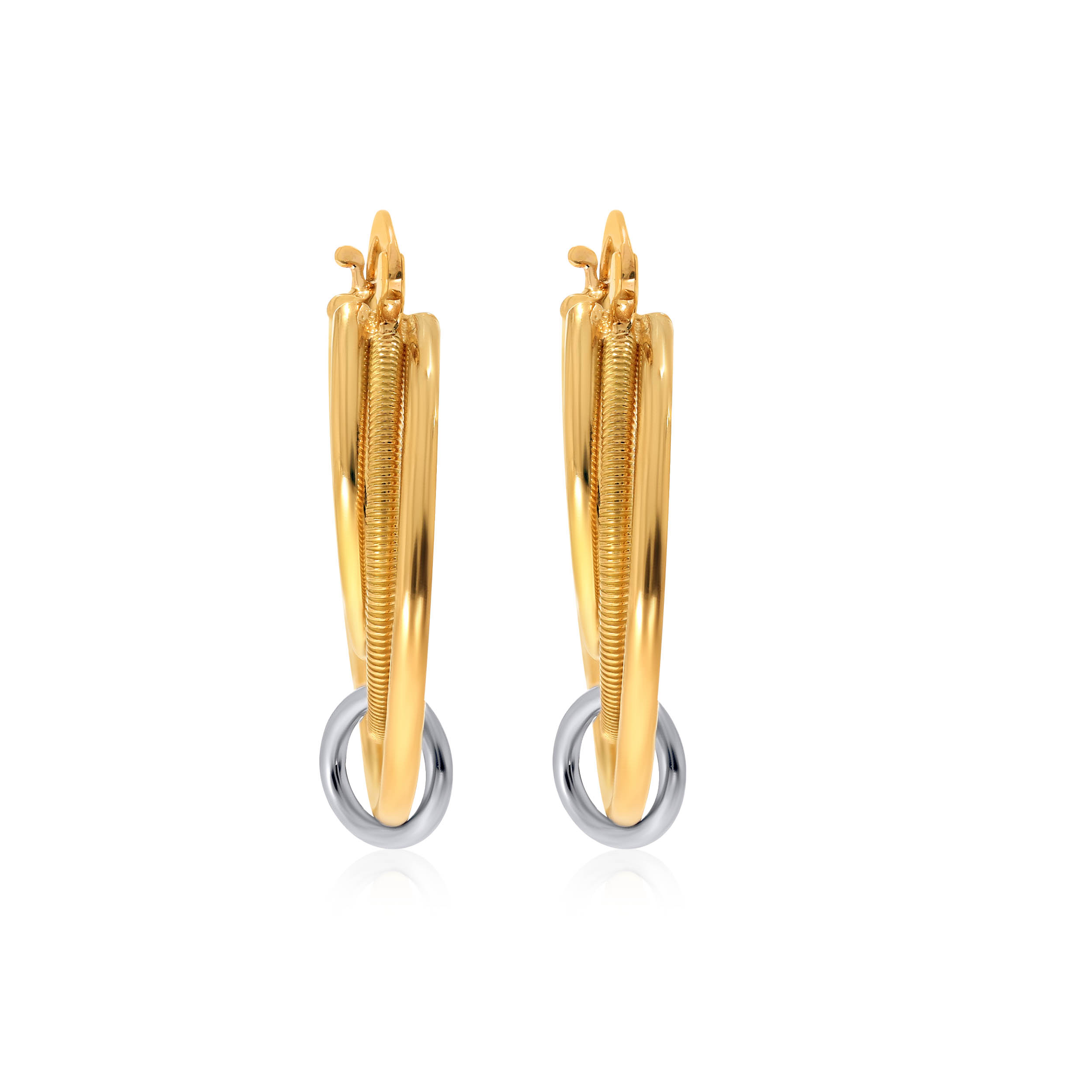 Glamorous Trio Gold Hoop Earrings - Senco Gold and Diamonds