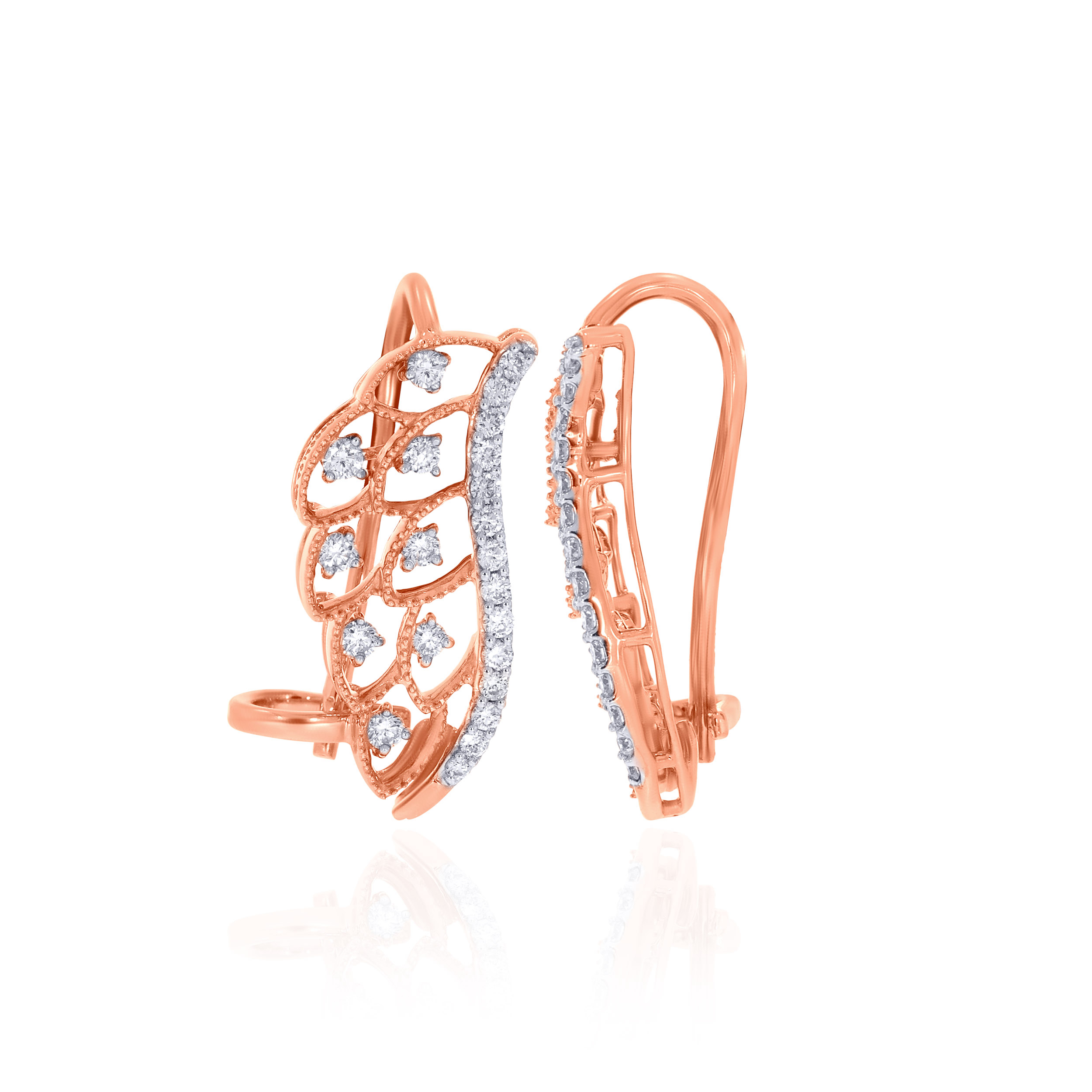 14K Rose Gold Diamond Hoop Earrings-DT-D000667411 - Senco Gold and Diamonds