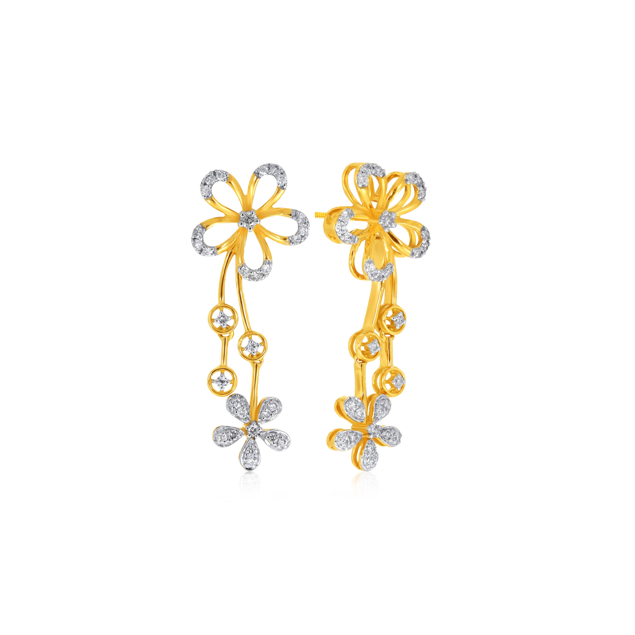 Floral Grace Diamond Drop Earrings - Senco Gold and Diamonds