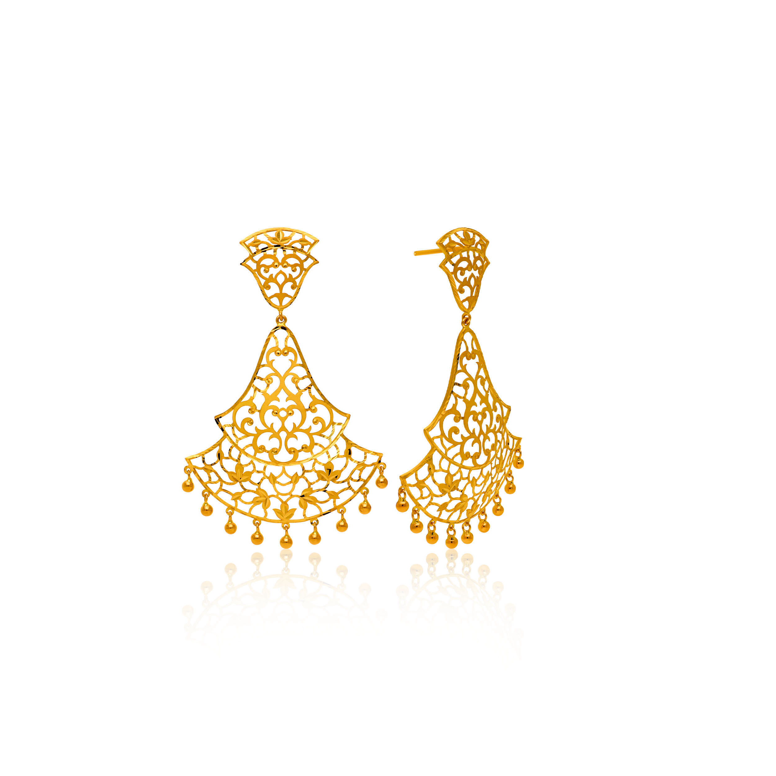 Delicate Ornate Gold Earrings - Senco Gold and Diamonds