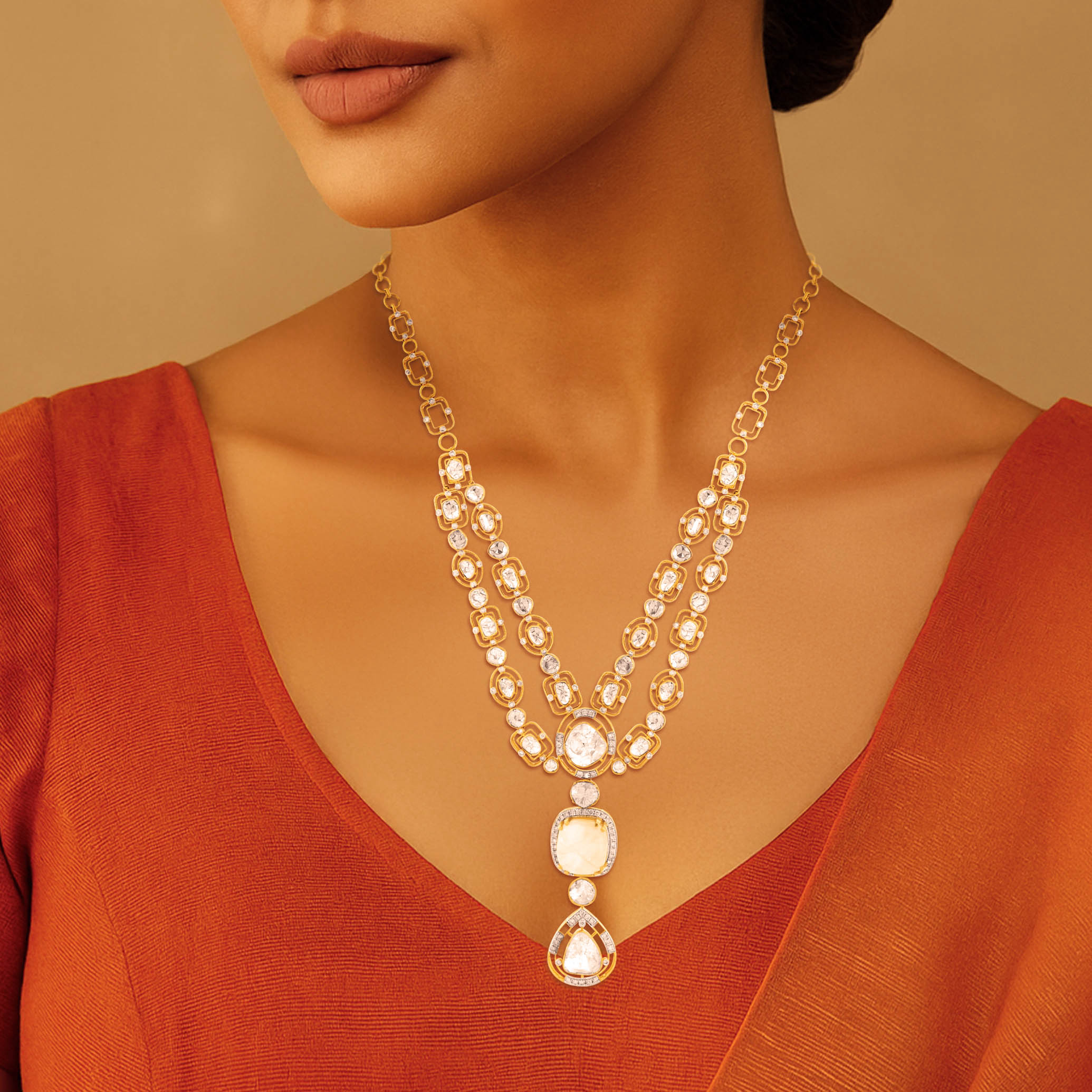 Virellis Grandeur Polki Necklace - Senco Gold and Diamonds