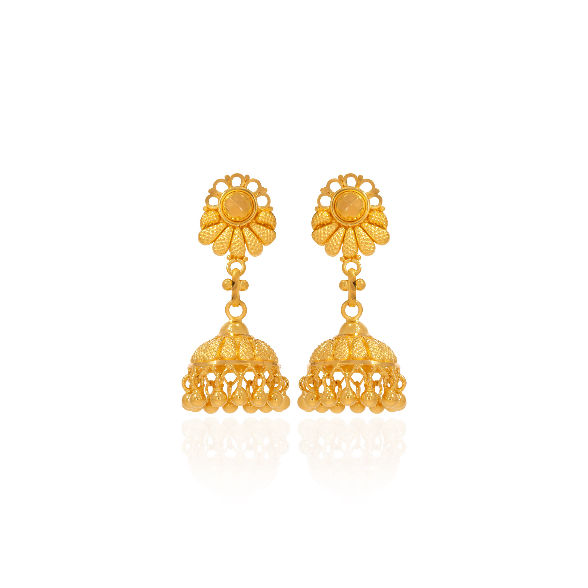 Graceful Intricate Gold Jhumka Earrings - Senco Gold and Diamonds