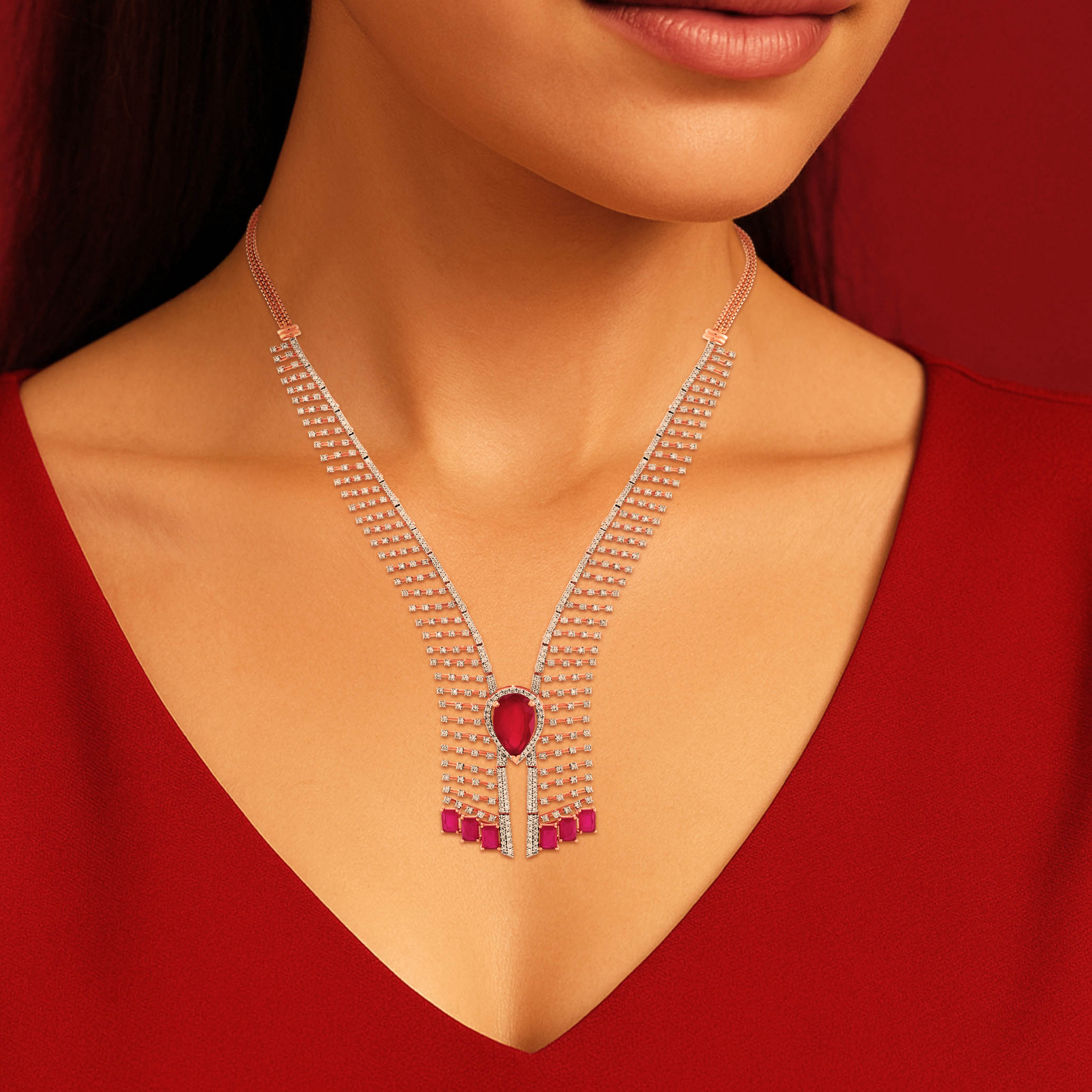 Roselle Flame Diamond Necklace - Senco Gold and Diamonds