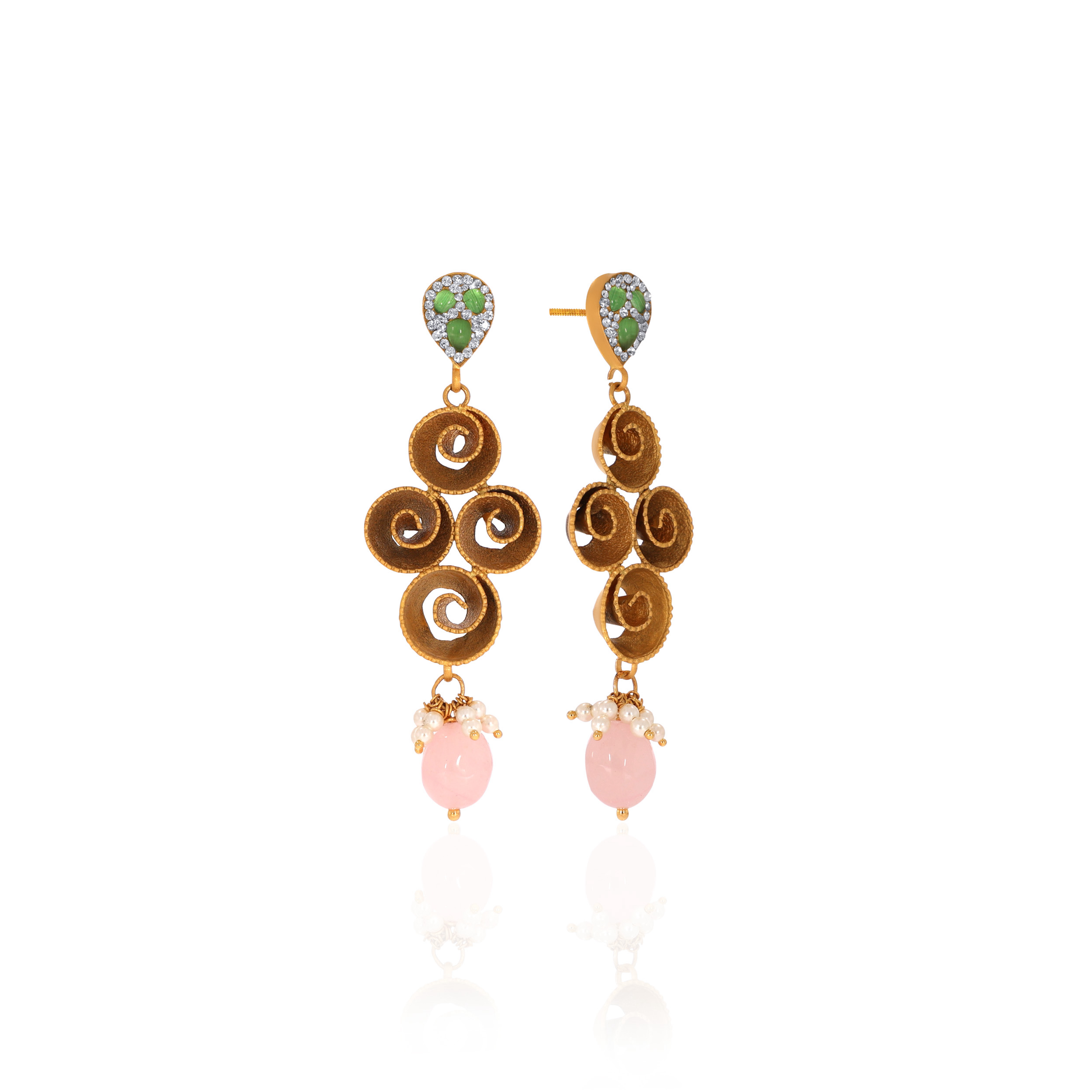 22K Yellow Gold Antique Kundan Drop Earrings-GPGN-D000779692 - Senco Gold and Diamonds