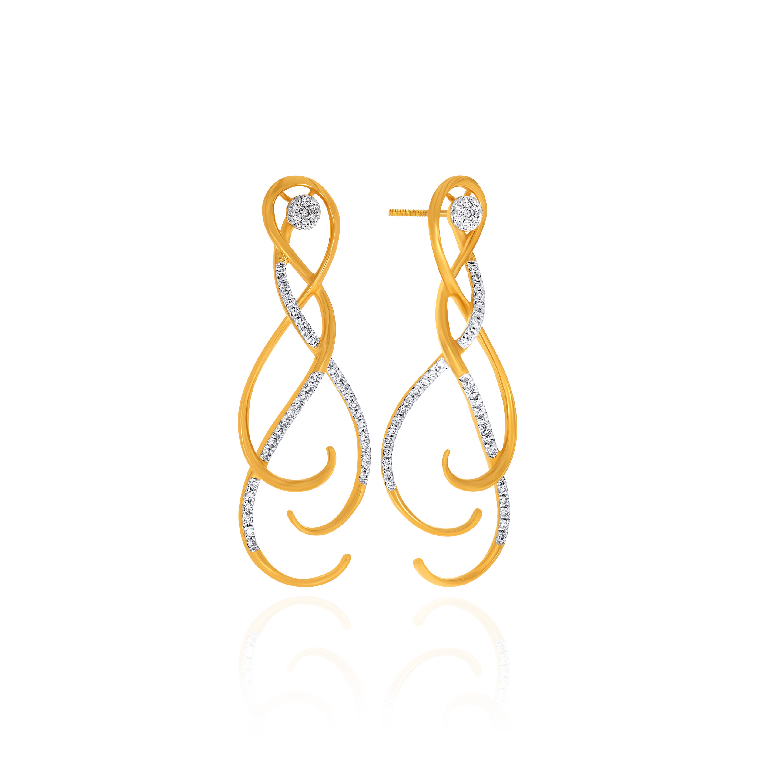 Lustrous Twirl Diamond Earrings - Senco Gold and Diamonds
