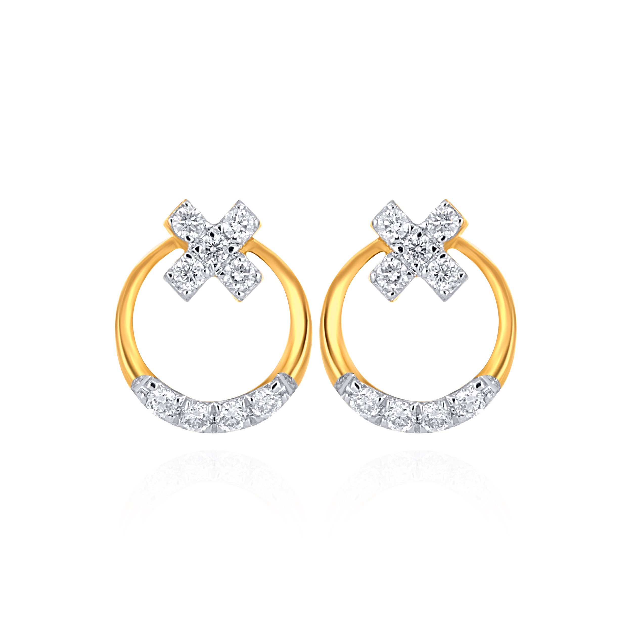 Twinkle Cross Diamond Hoops - Senco Gold and Diamonds