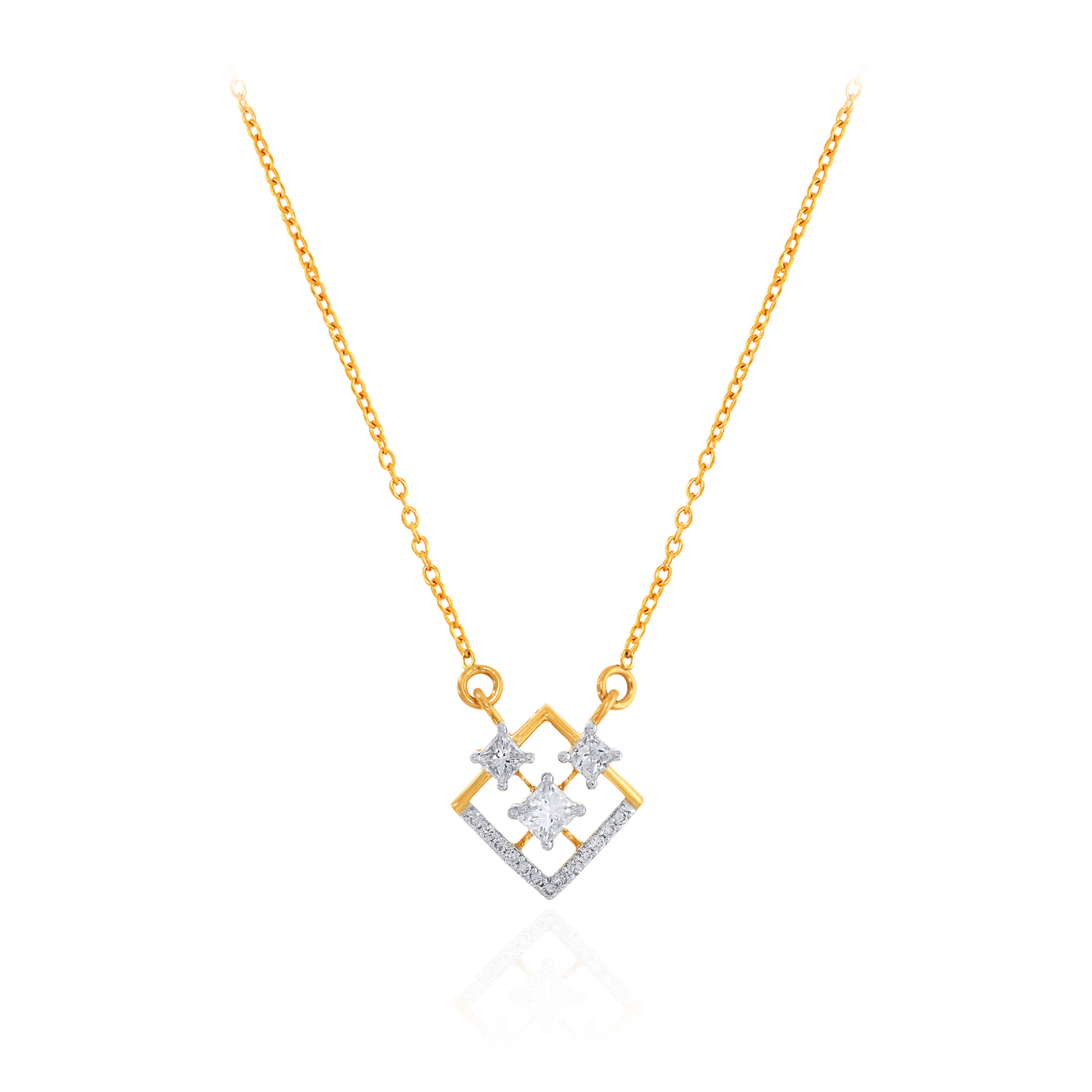 Golden Rhombus Diamond Chain Pendant - Senco Gold and Diamonds