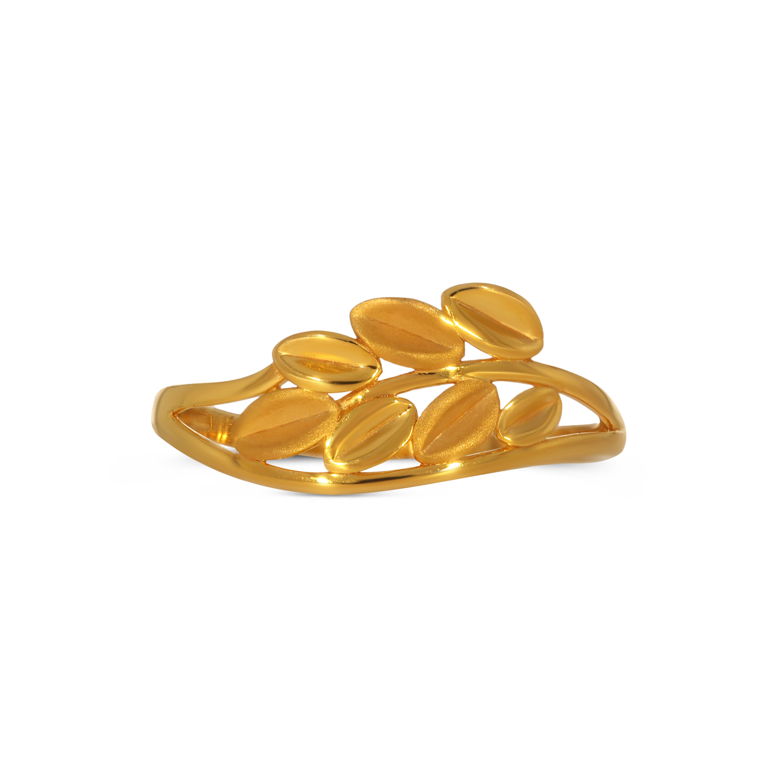 Minimal Leaf Frame Gold Ring - Senco Gold and Diamonds