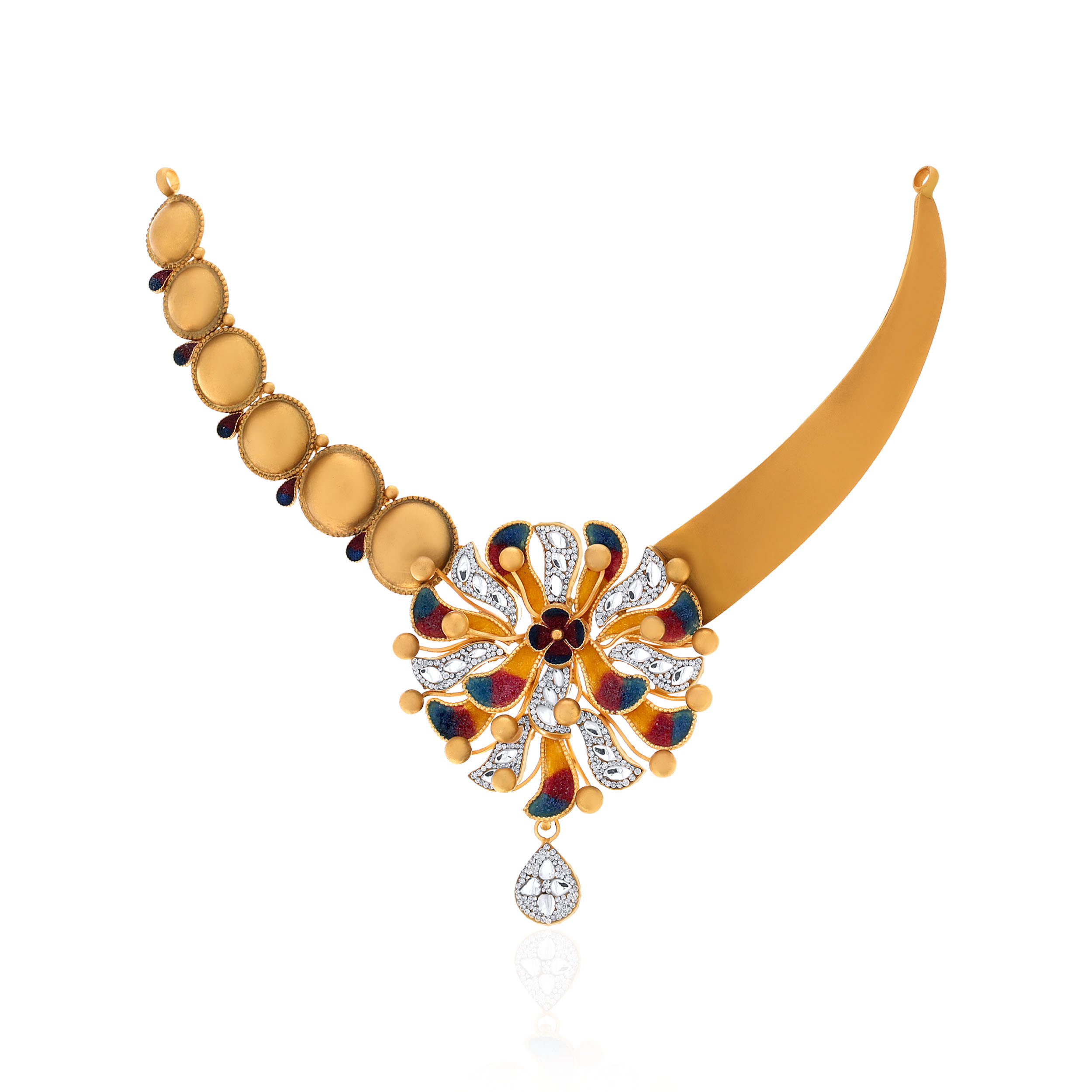 22K Yellow Gold Antique Kundan Necklace-GN-D000760626 - Senco Gold and Diamonds