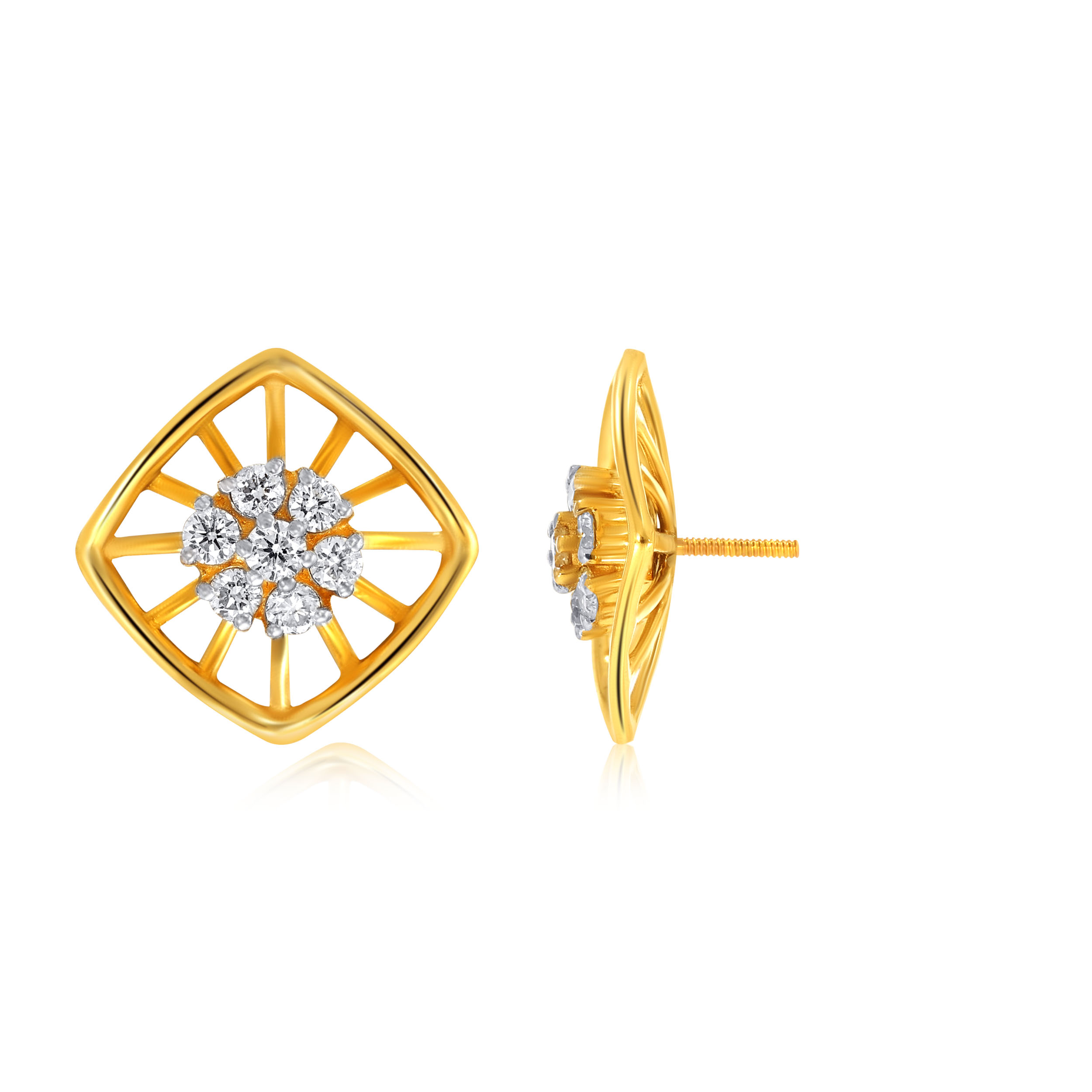 Geometric Wheel Diamond Studs - Senco Gold and Diamonds