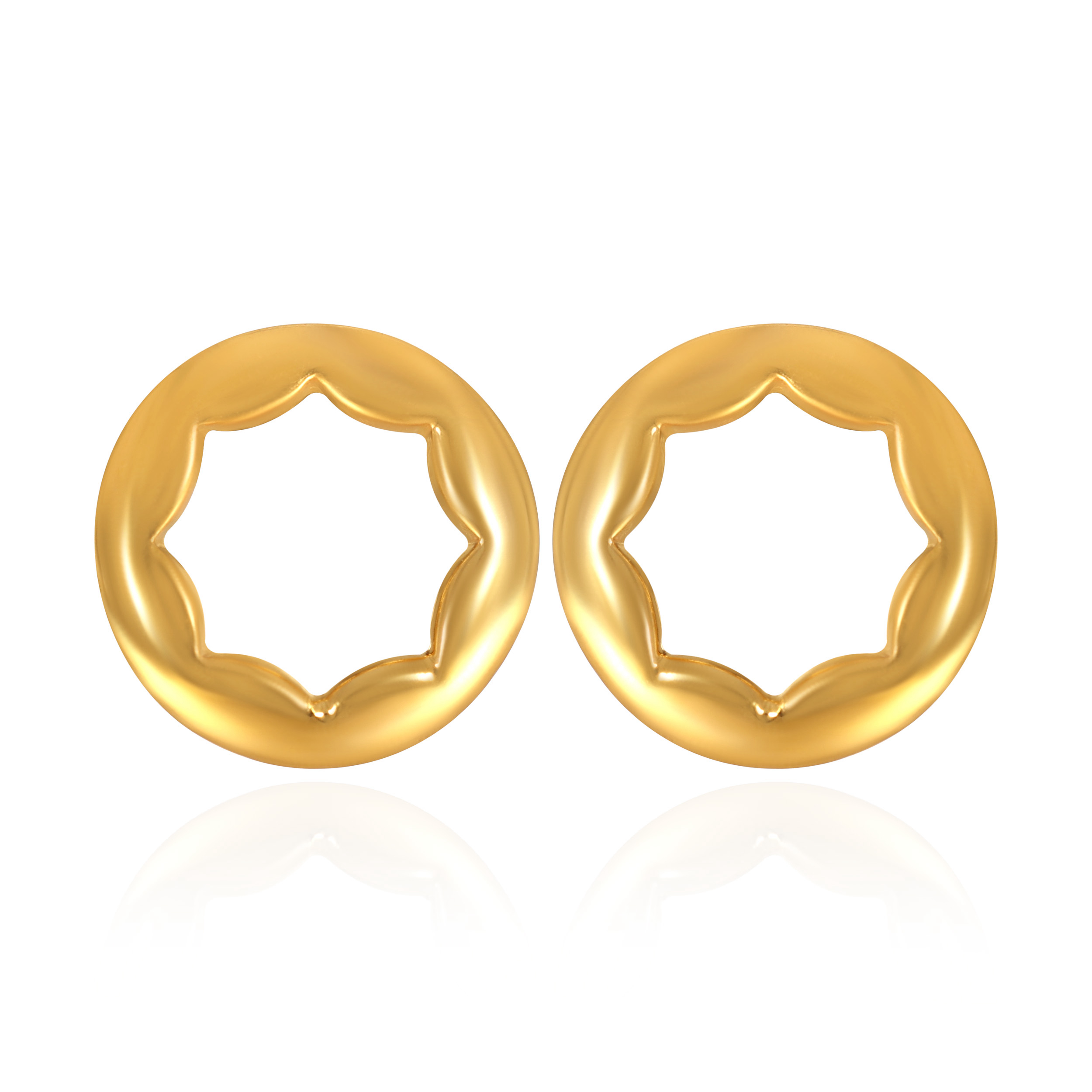 Circled Wave Gold Studs - Senco Gold and Diamonds