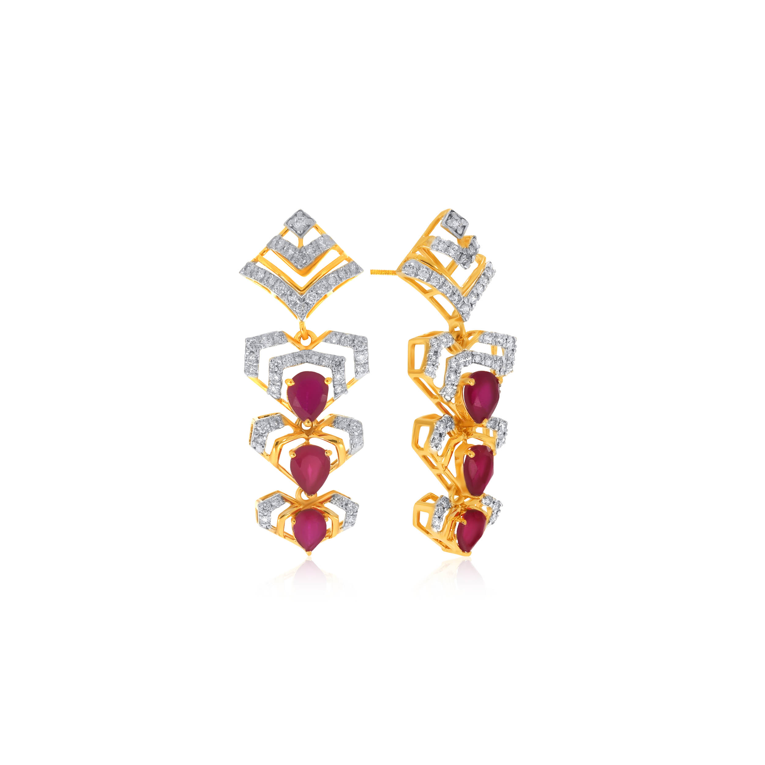Geometric Adore Diamond Drop Earrings - Senco Gold and Diamonds