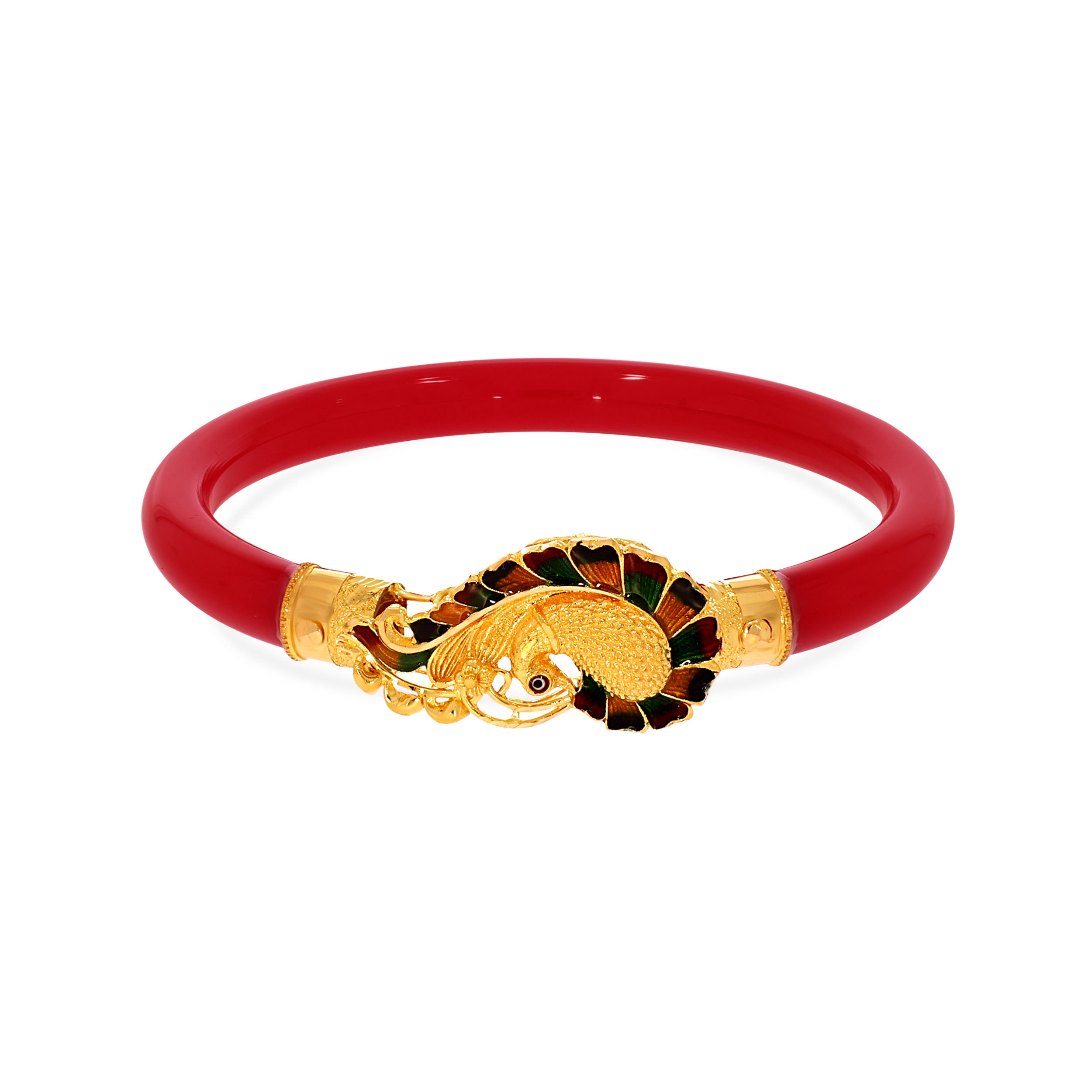 Magnificent Ruby Peacock Gold Pola Bangle - Senco Gold and Diamonds
