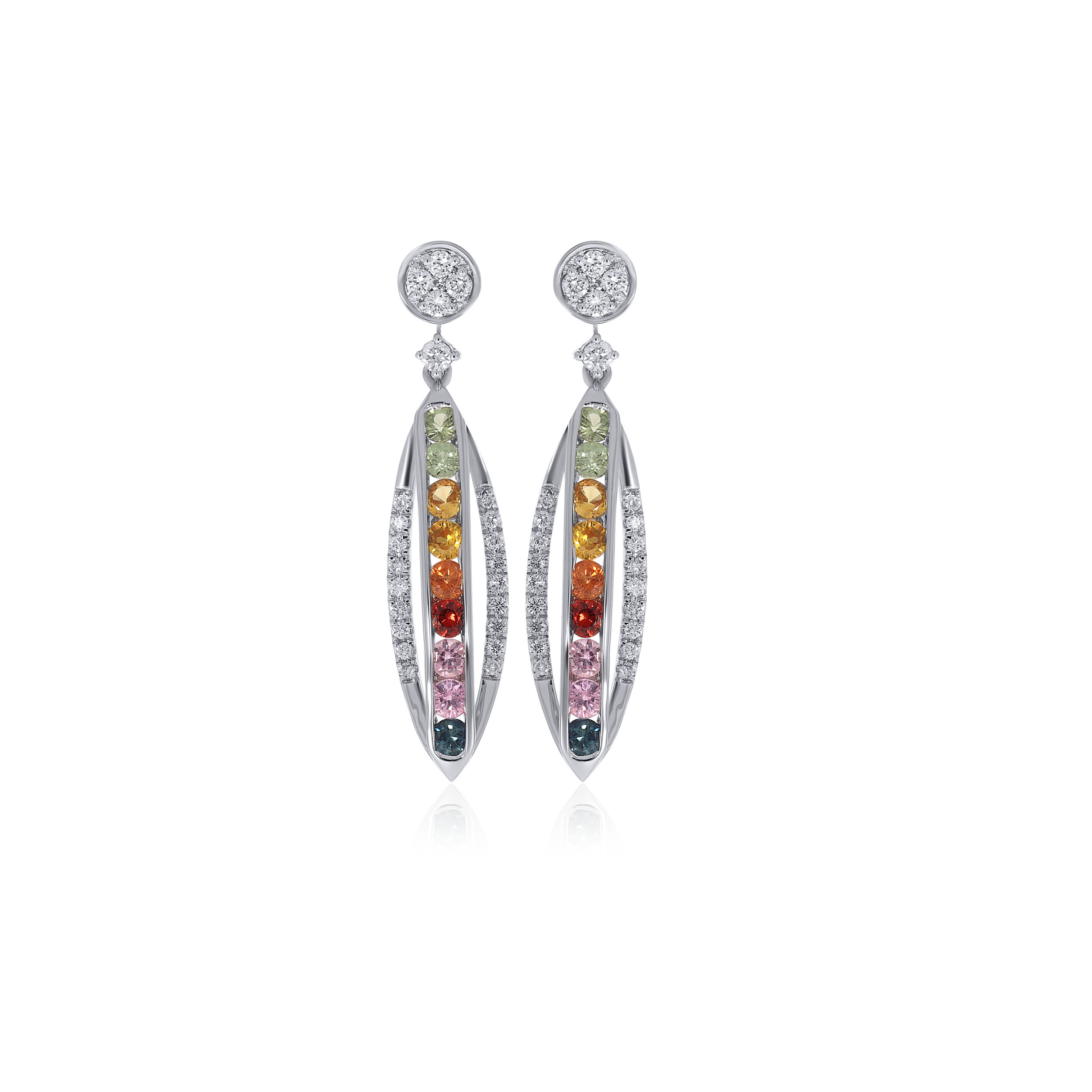 Colourful Spectrum Diamond Drop Earrings - Senco Gold and Diamonds