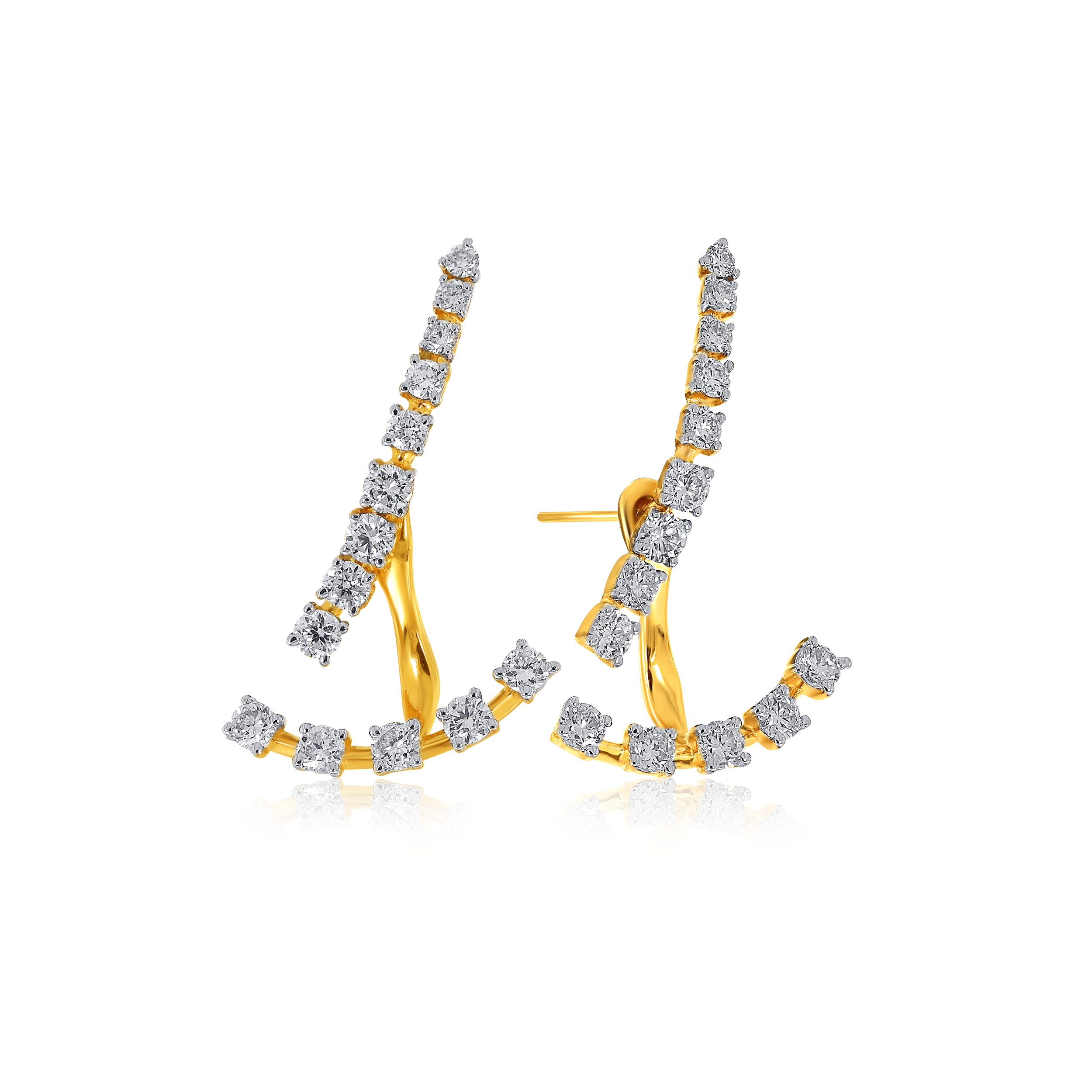 Fashionable Sail Diamond Studs - Senco Gold and Diamonds
