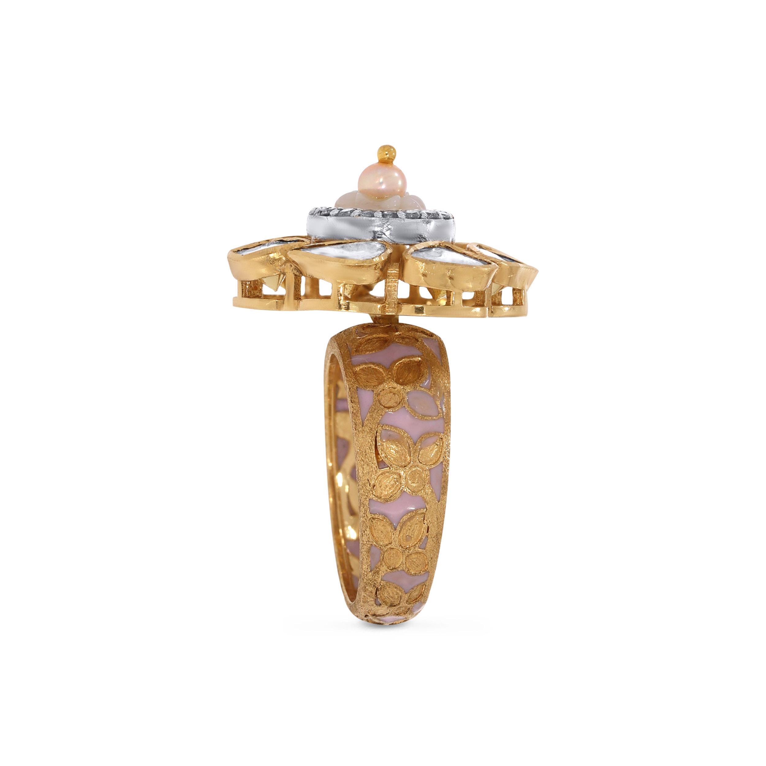 14K Yellow Gold Polki Diamond Ring-DLR-D000737451 - Senco Gold and Diamonds