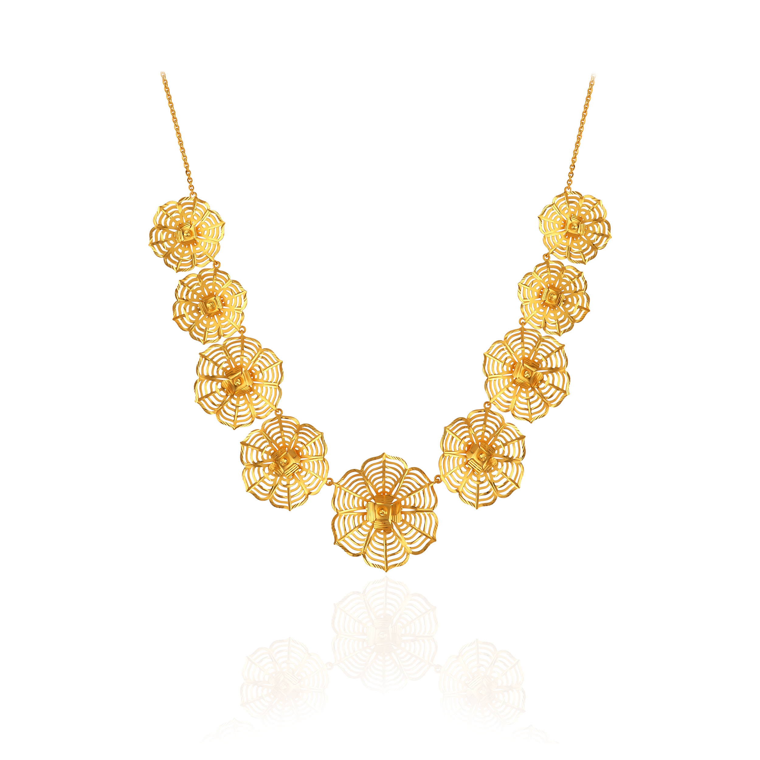 Rhythmic Floral Gold Necklace - Senco Gold and Diamonds