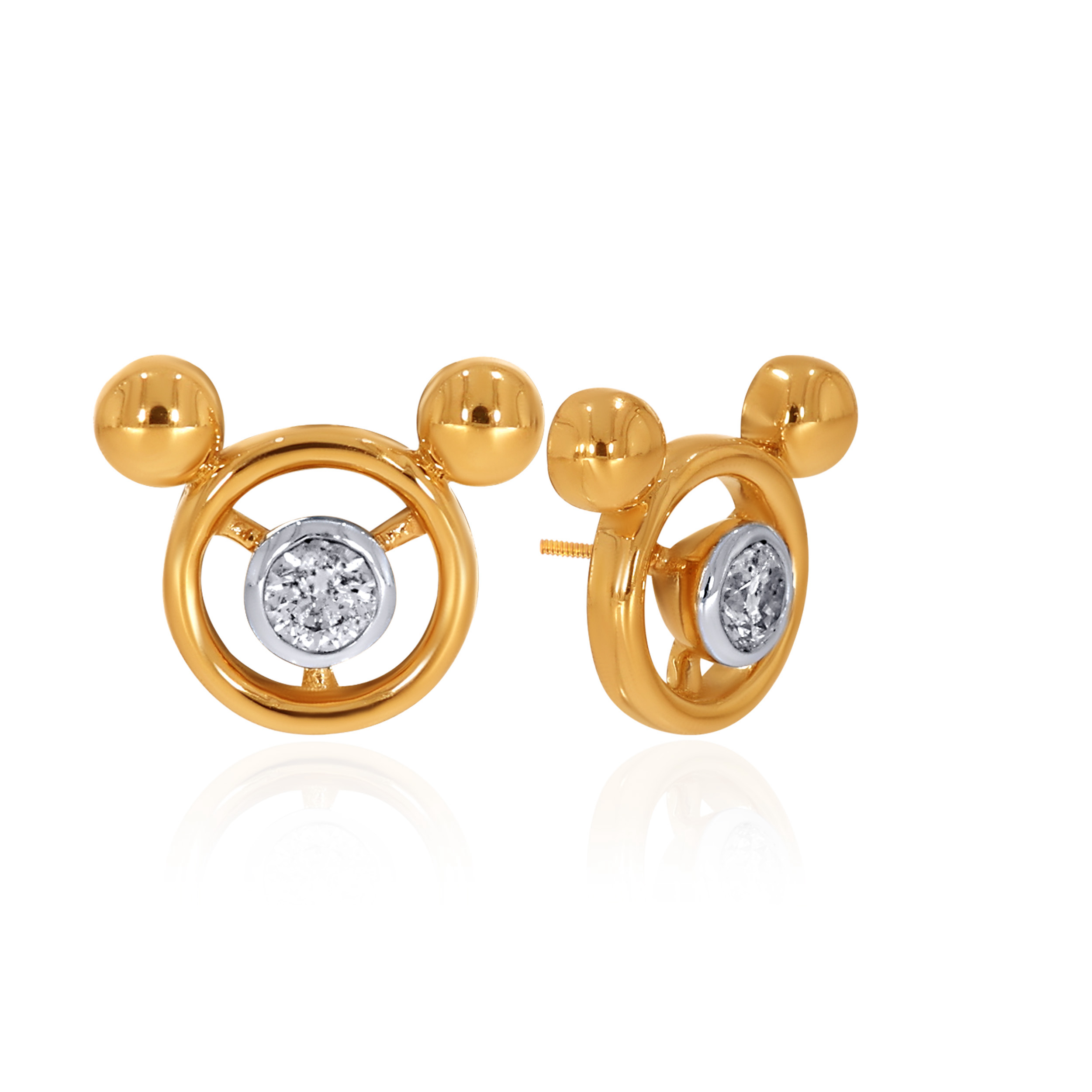14K Yellow Gold Kids Diamond Studs Earrings-DT-D000790332 - Senco Gold and Diamonds