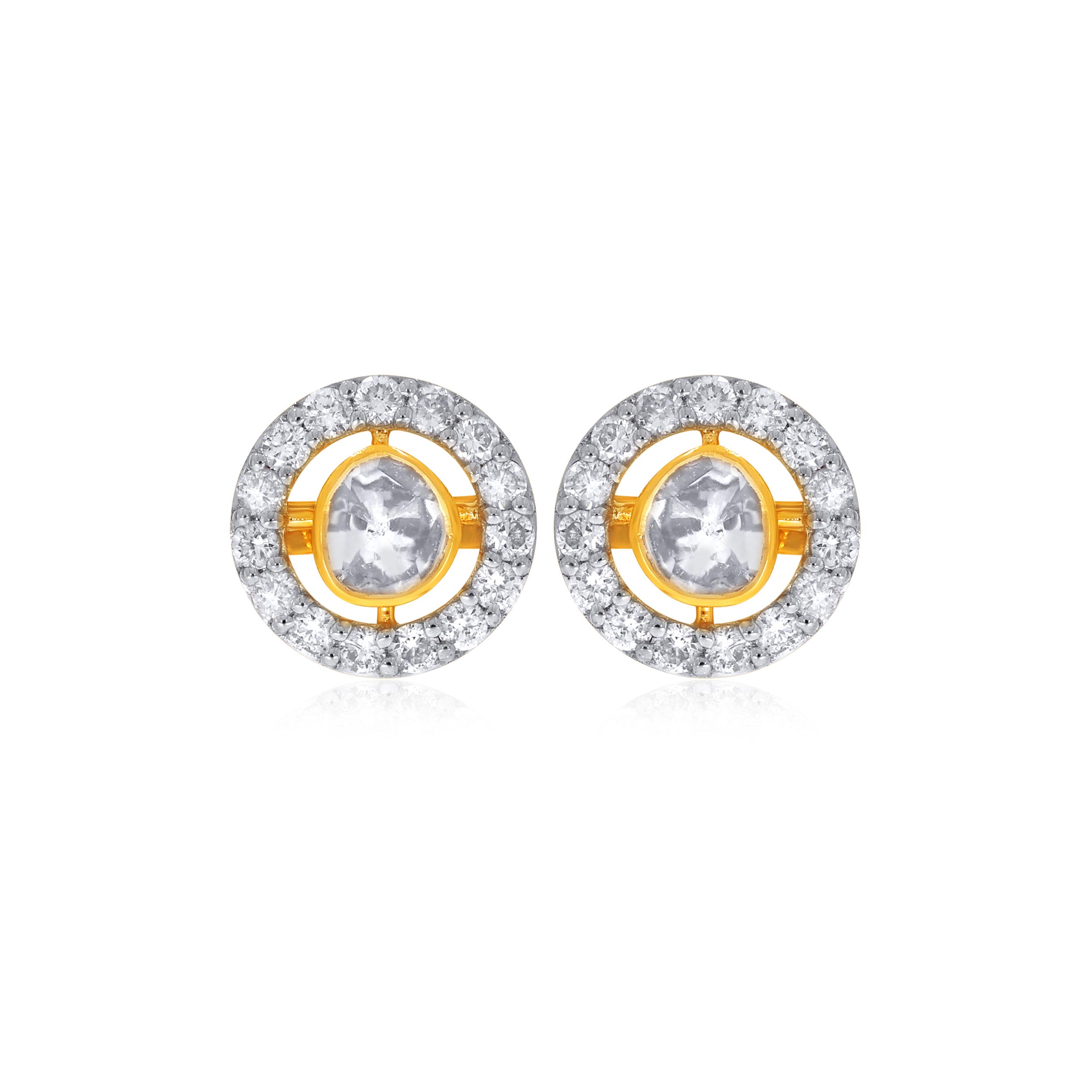 Wheel of Enchantment Polki Diamond Studs - Senco Gold and Diamonds