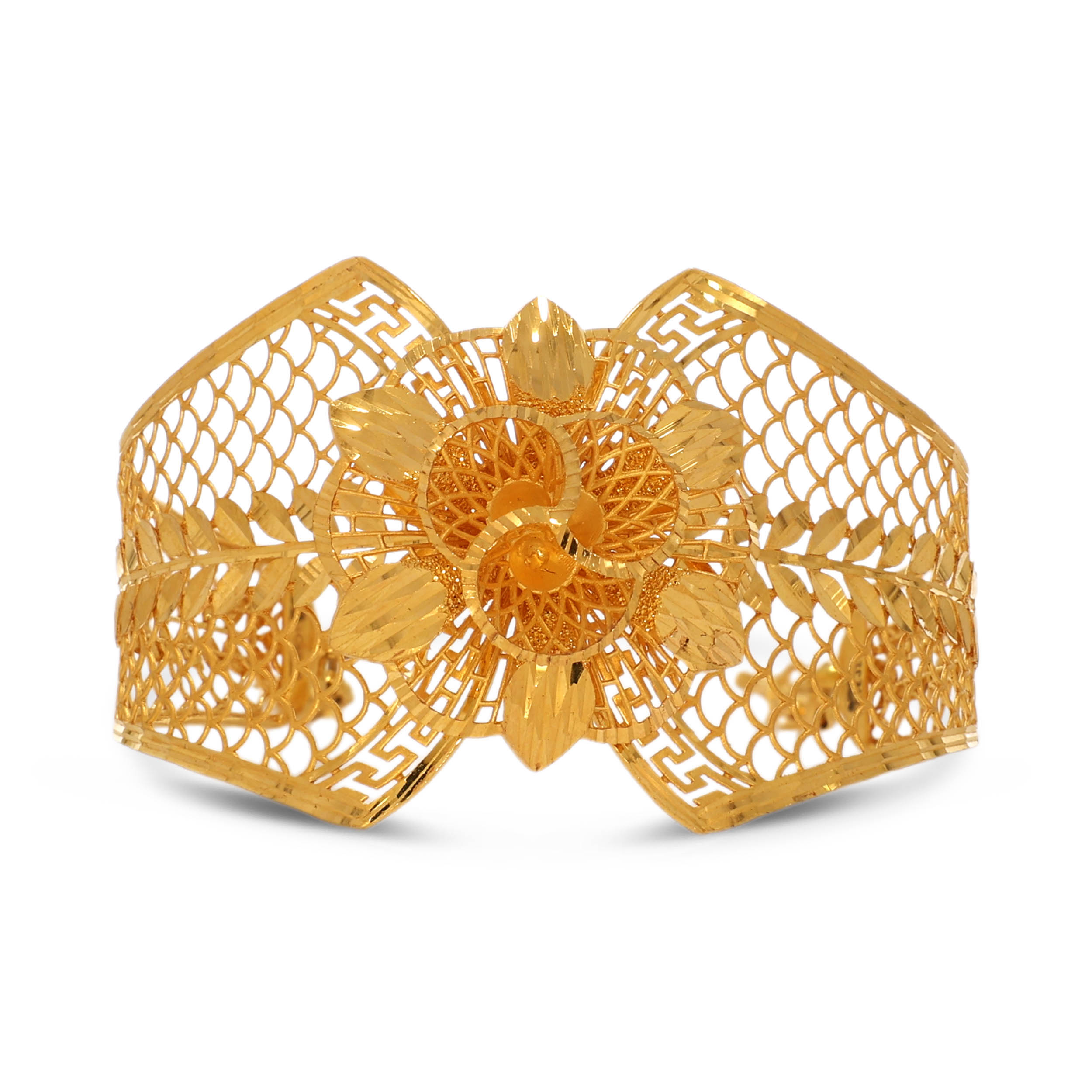 Majestic Floral Gold Chur Bangle - Senco Gold and Diamonds
