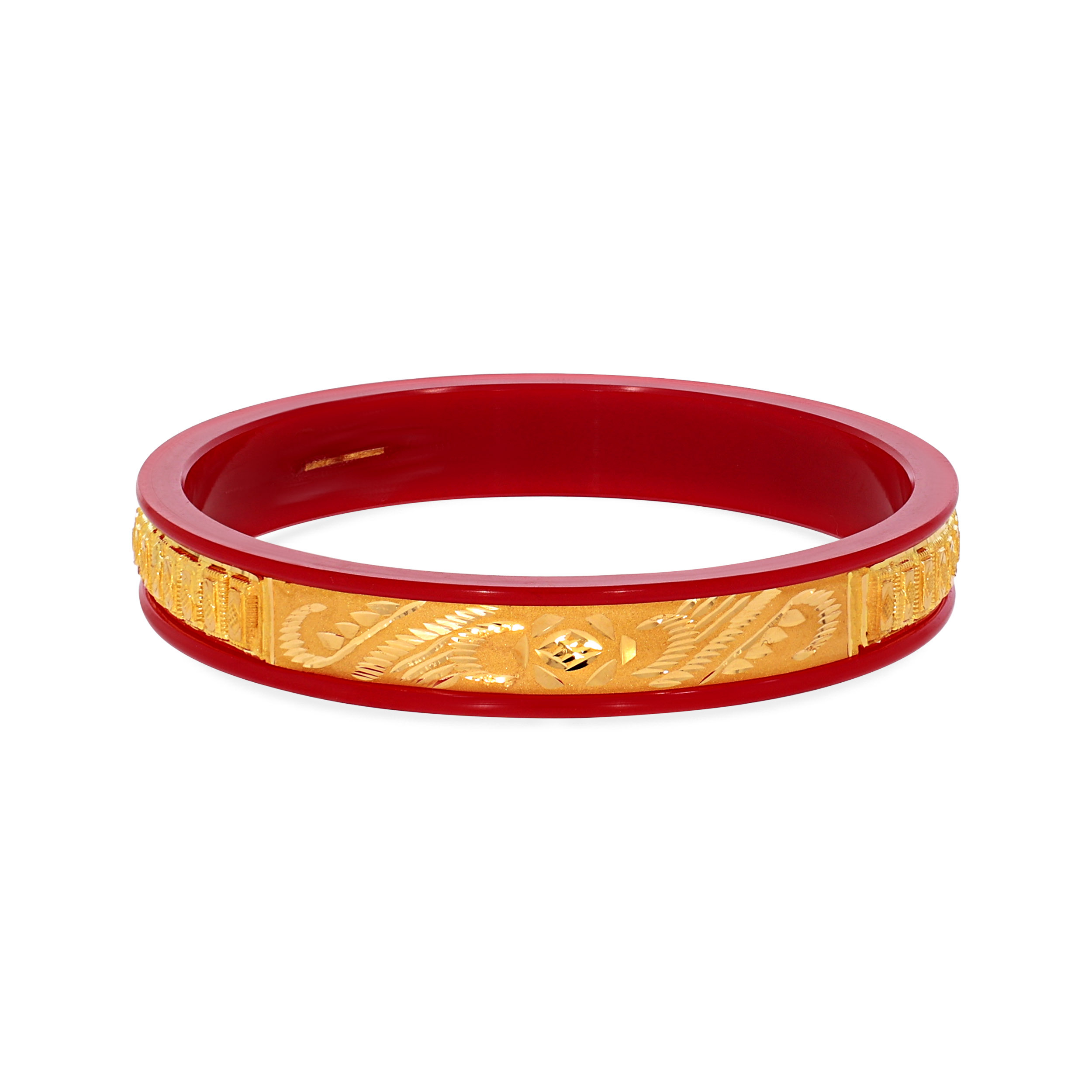 Striking Heritage Channel Gold Pola Bangle - Senco Gold and Diamonds