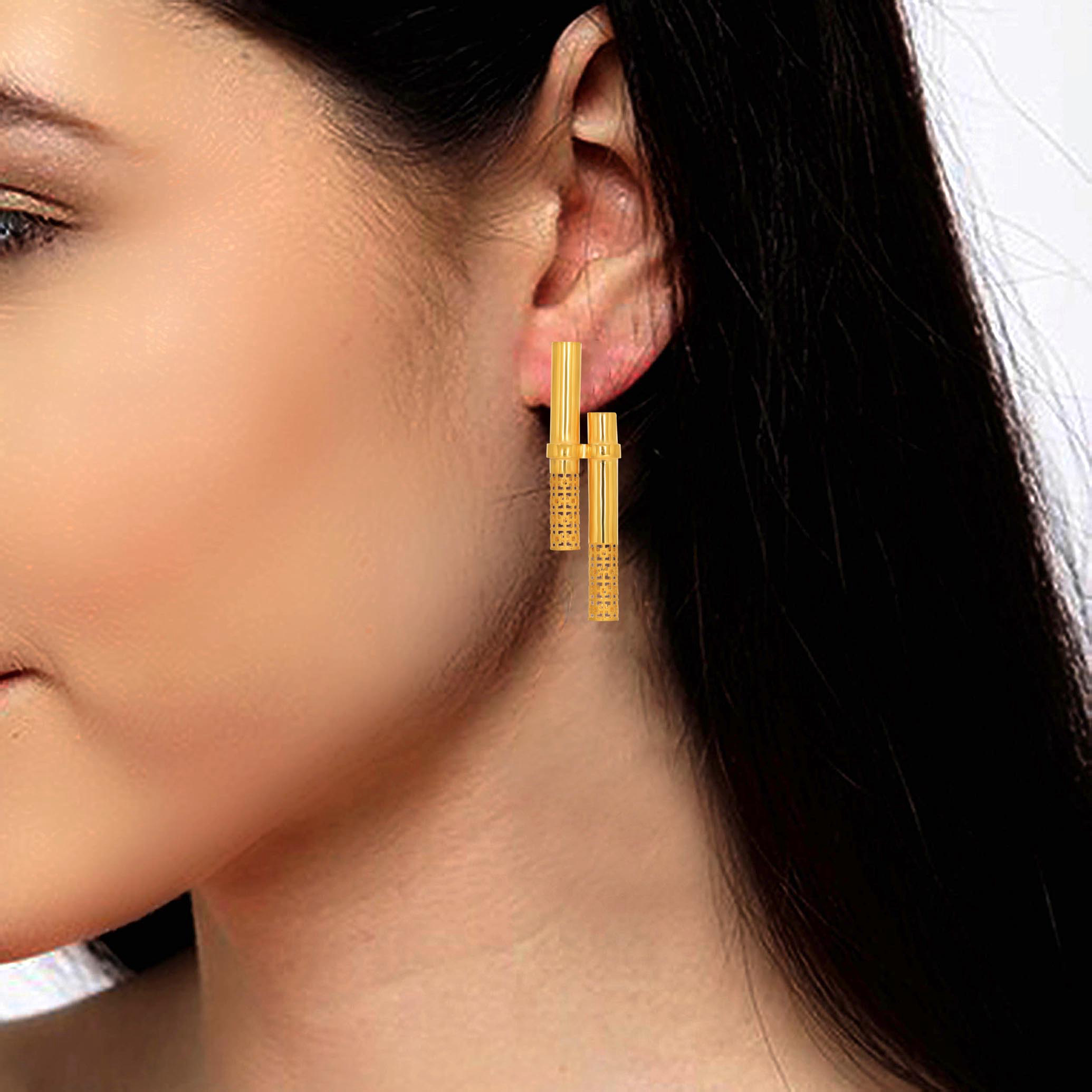 Linear Art Gold Earrings - Senco Gold and Diamonds