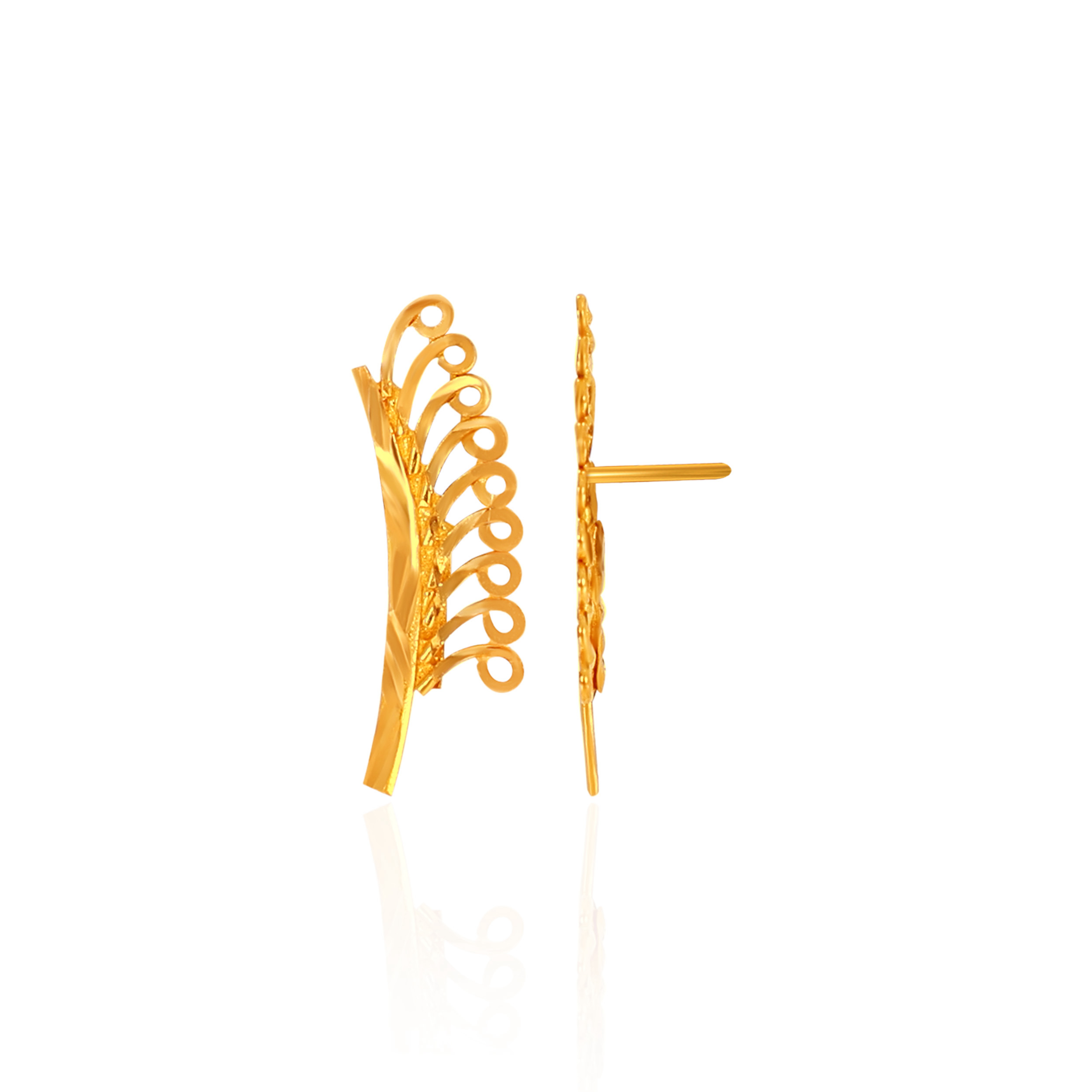 Artsy Arc Fern Gold Studs - Senco Gold and Diamonds