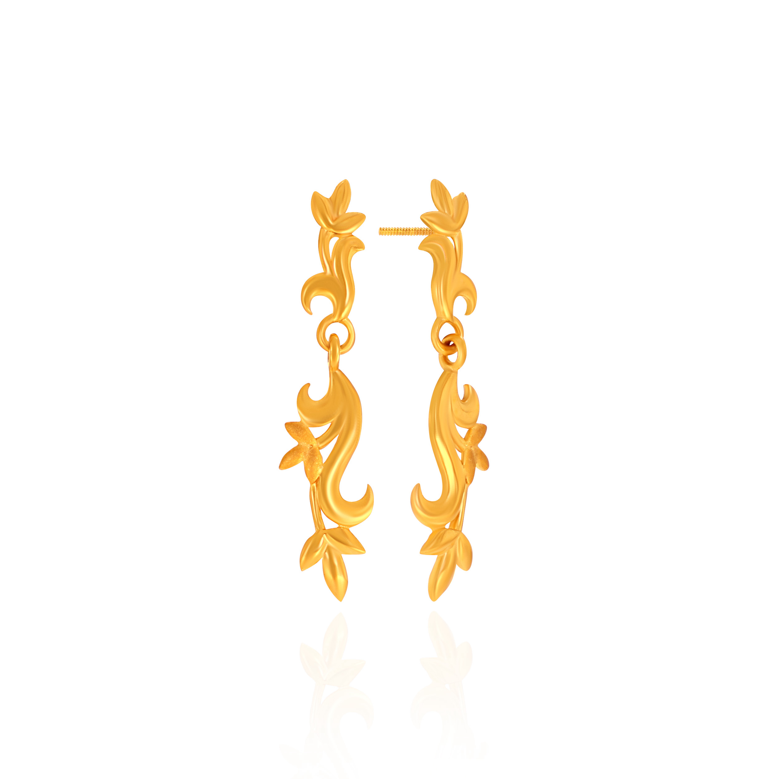 Dances of the Ivy Gold Dangler Earrings - Senco Gold and Diamonds