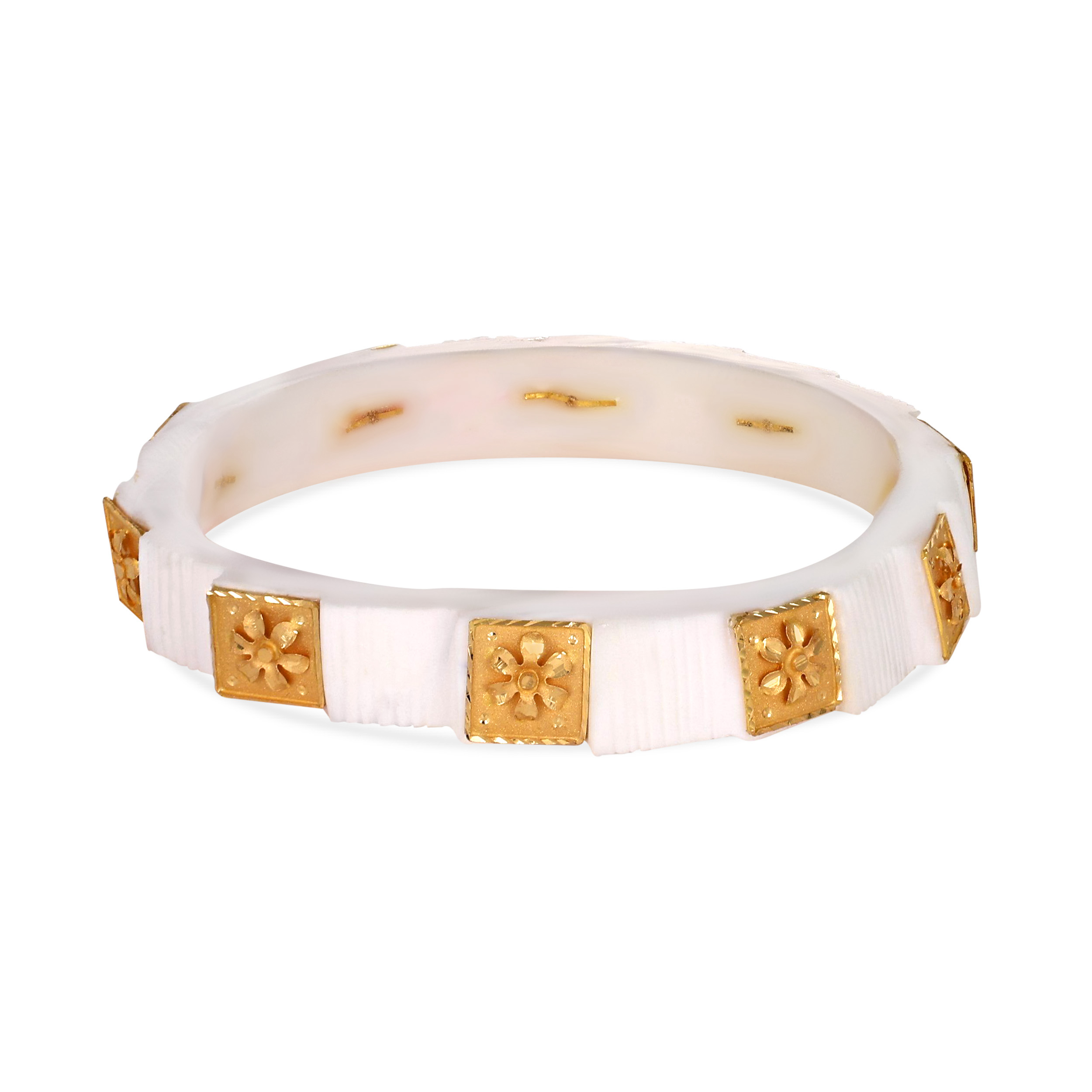 Floral Flecks Gold Sankha Bangle - Senco Gold and Diamonds