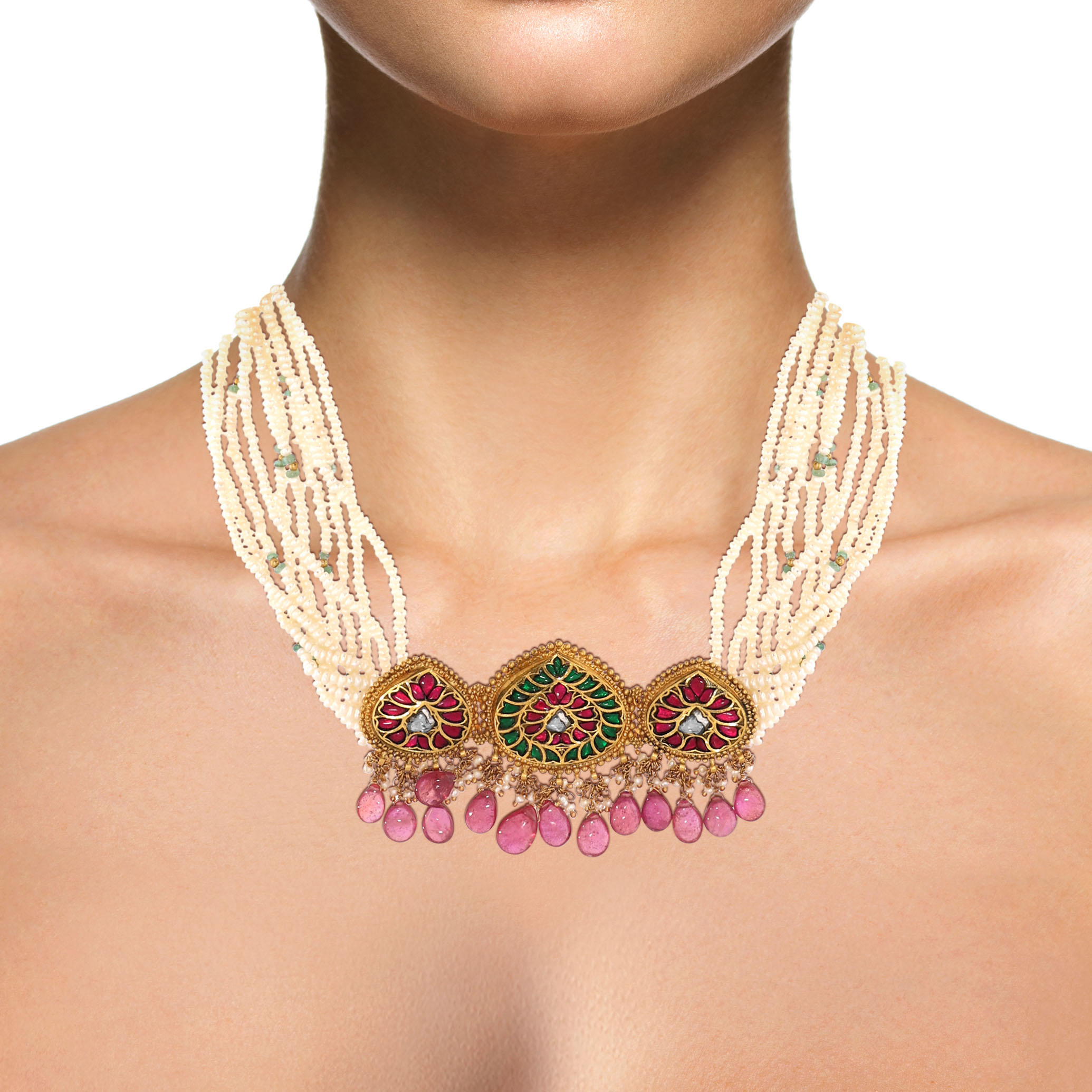 22K Yellow Gold Kundan Necklace-GN-D000788449 - Senco Gold and Diamonds
