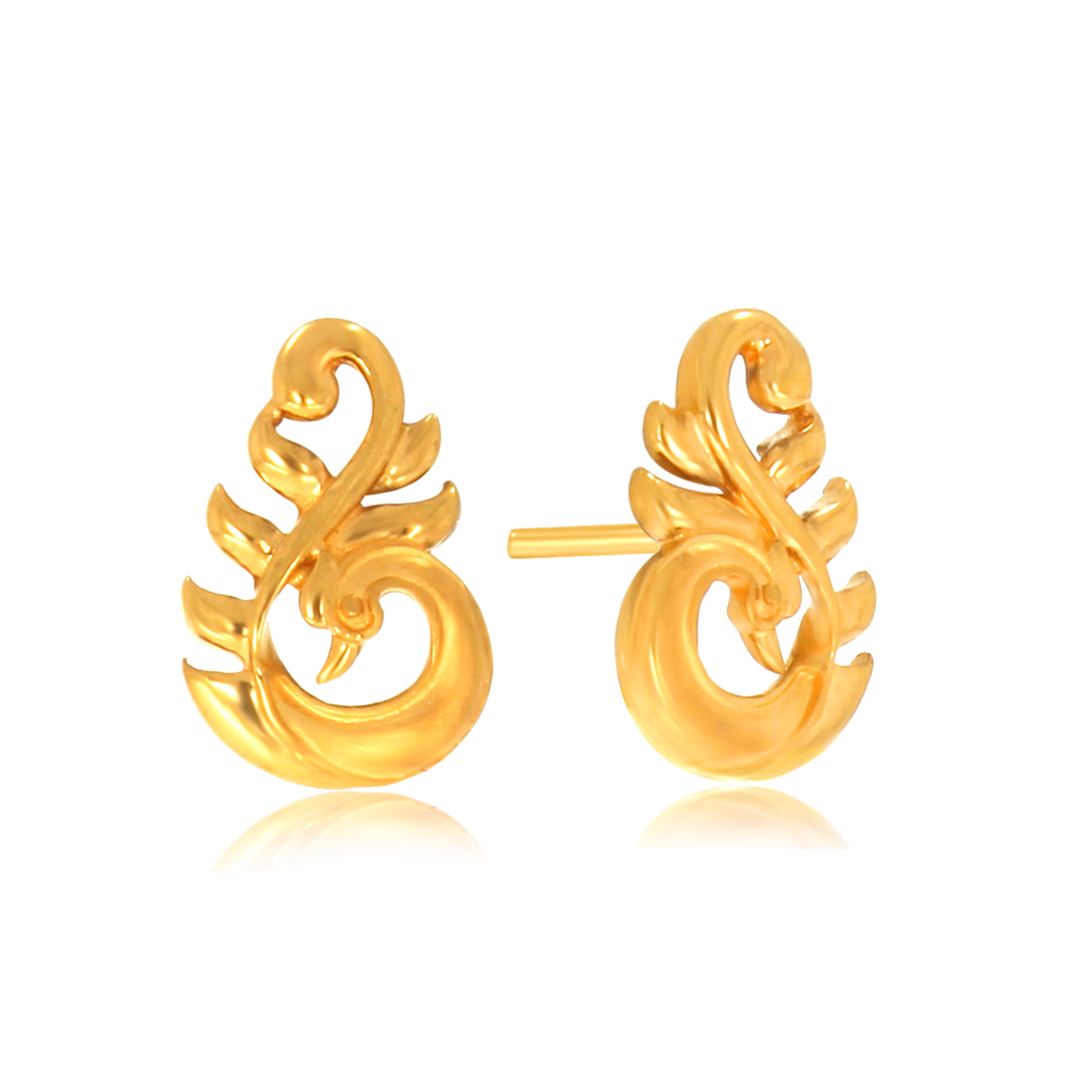 Splendid Peacock Gold Studs - Senco Gold and Diamonds