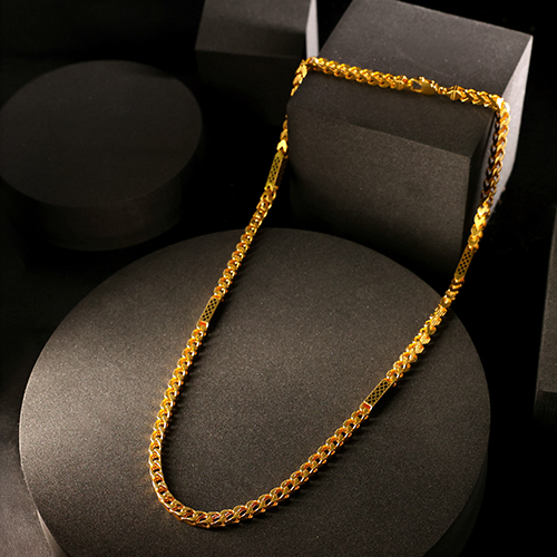 Textured Chevron Men's Gold Chain - Senco Gold and Diamonds