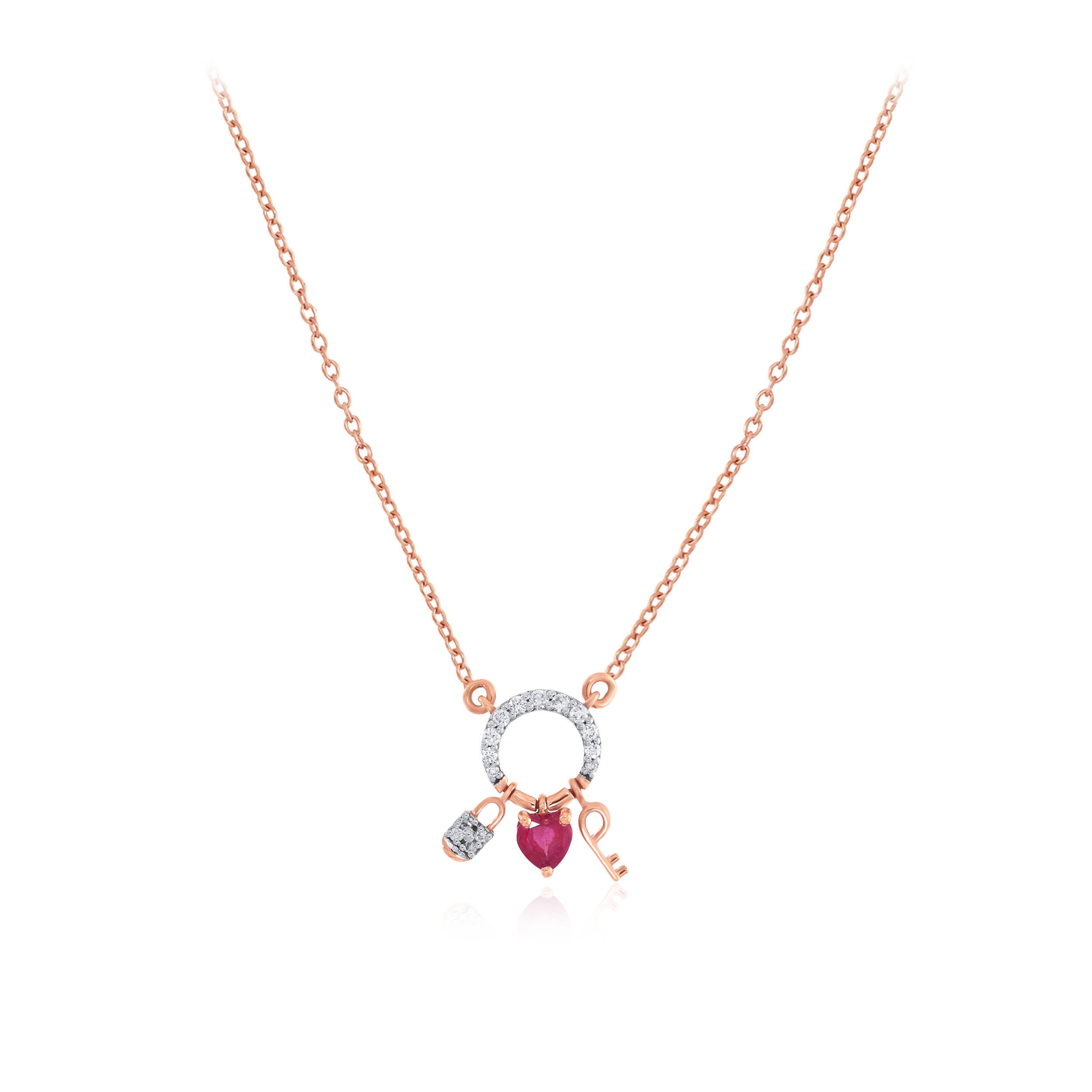 Key of Love Diamond Chain Pendant - Senco Gold and Diamonds