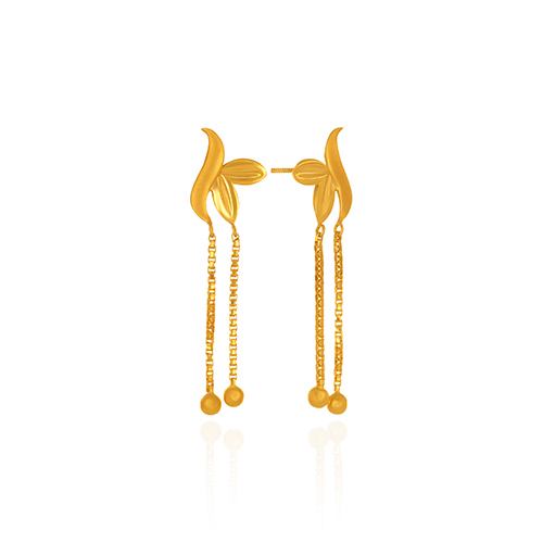 Slender Leaf Gold Earrings - Senco Gold and Diamonds