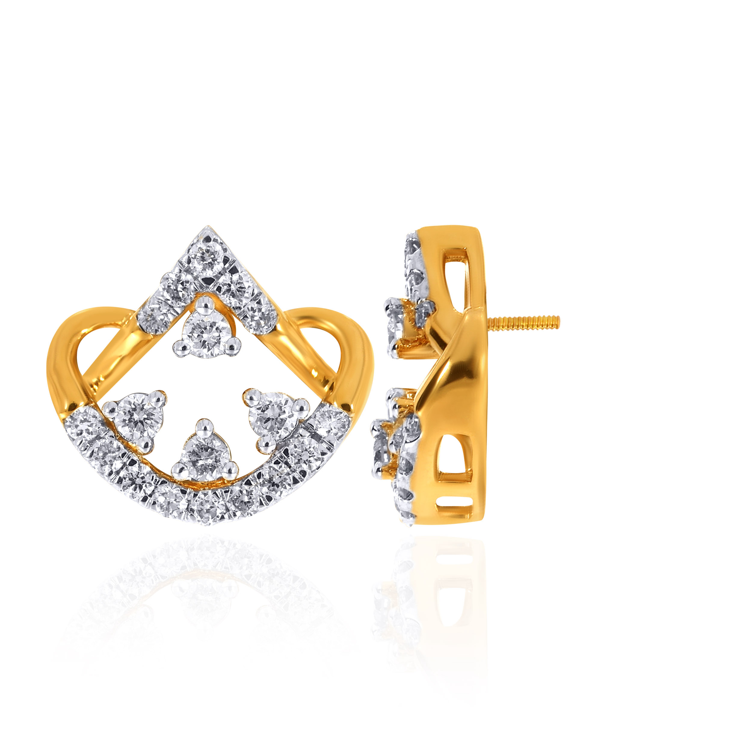 Sculpted Shimmer Diamond Studs - Senco Gold and Diamonds