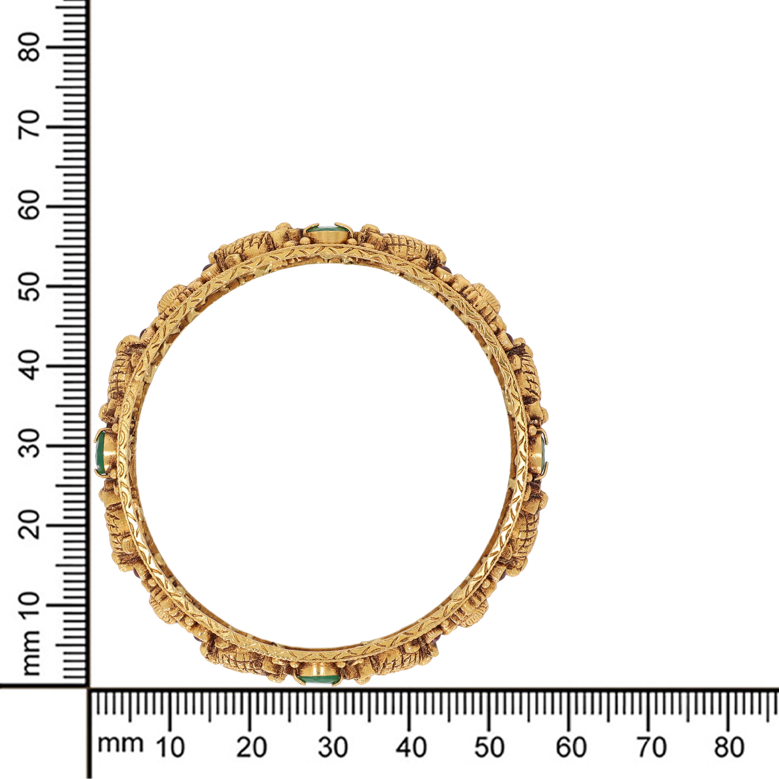 Peacock Splendour Antique Gold Chur Bangle - Senco Gold and Diamonds