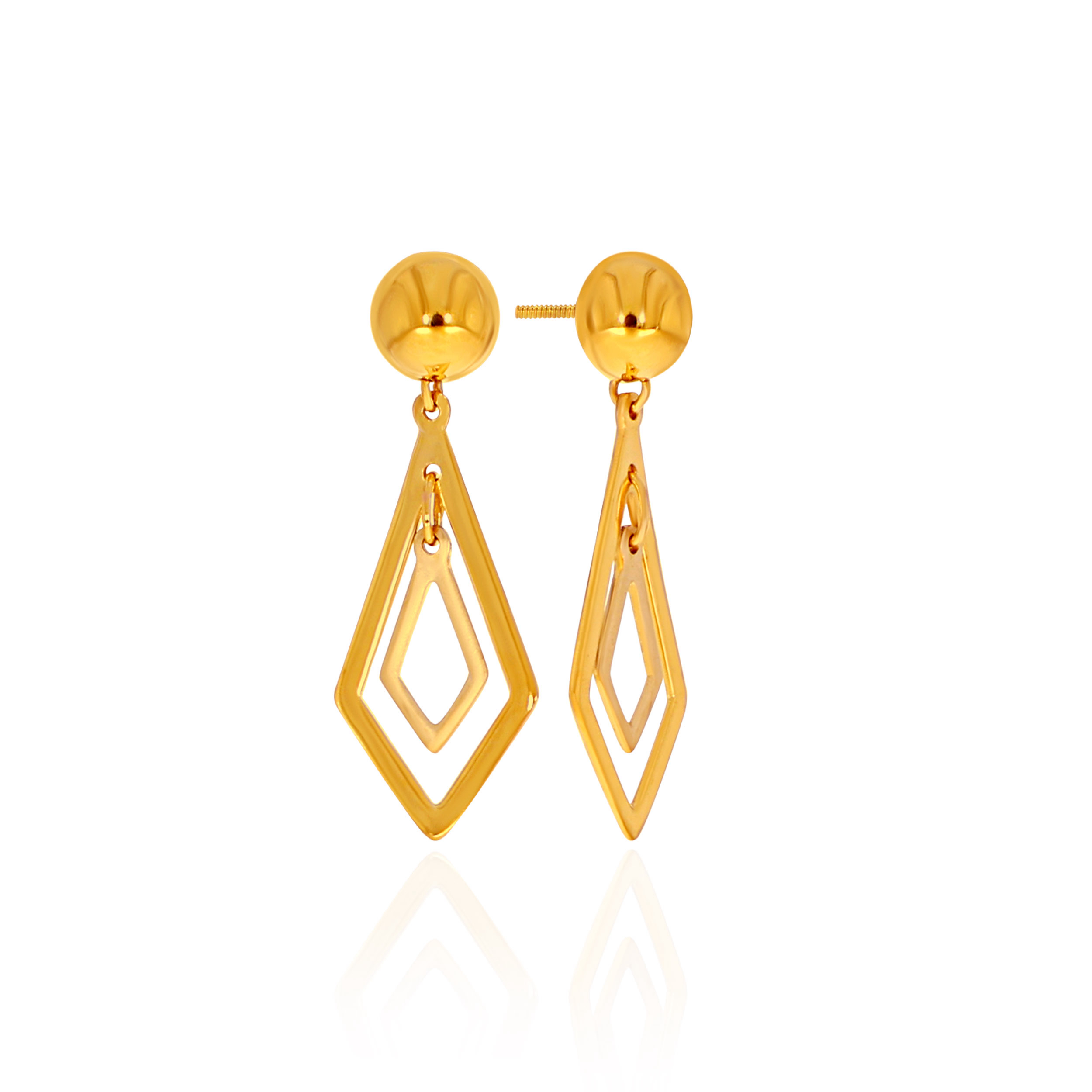 Rhombus Dangle Gold Earrings - Senco Gold and Diamonds