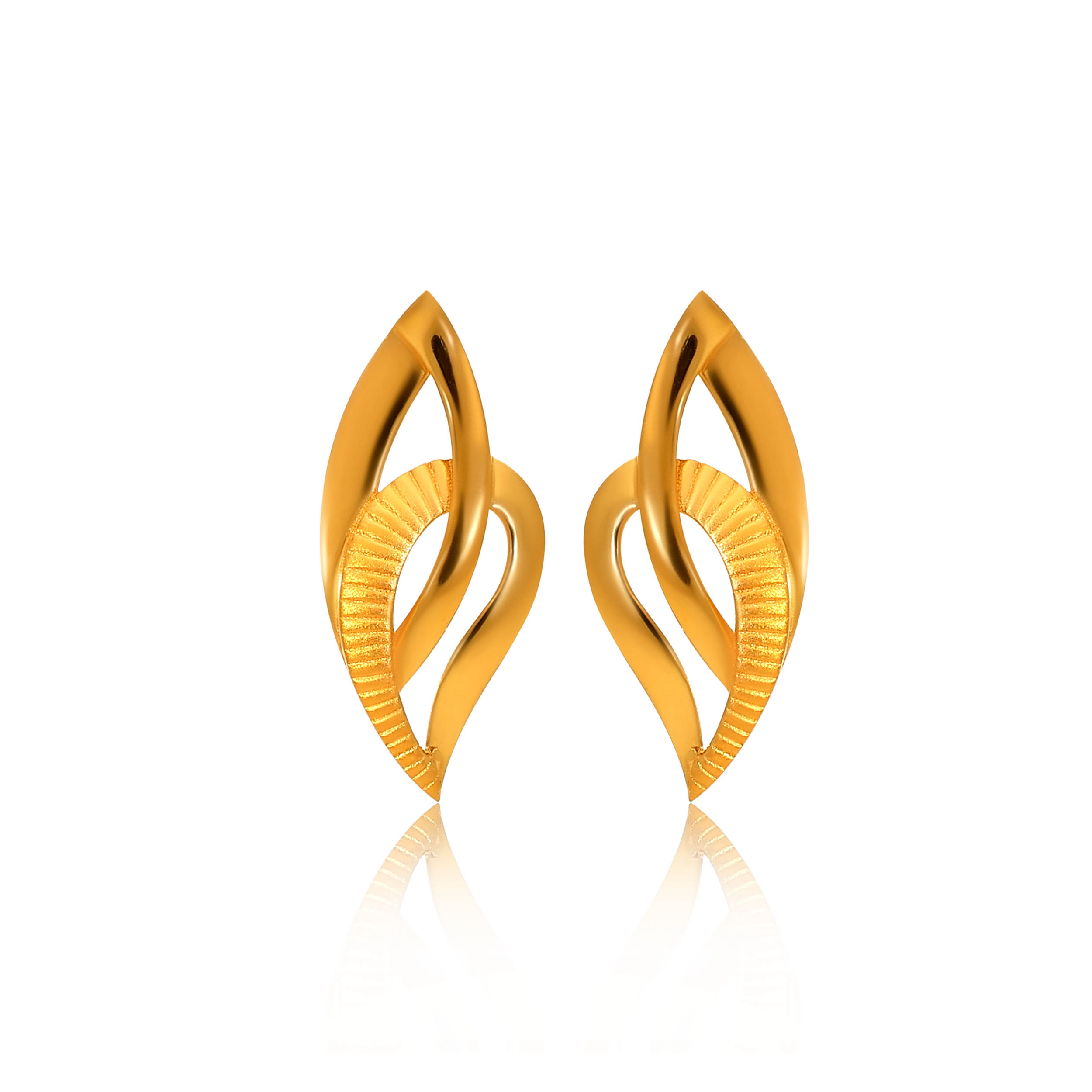 Artisan Leaf Gold Studs - Senco Gold and Diamonds